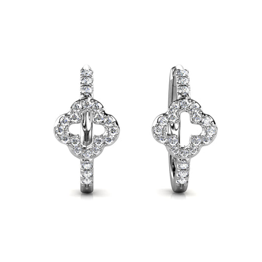 Trevo Earrings ME161 WG RG Cyncerity Jewelry with Moissanite, 925 Sterling Silver