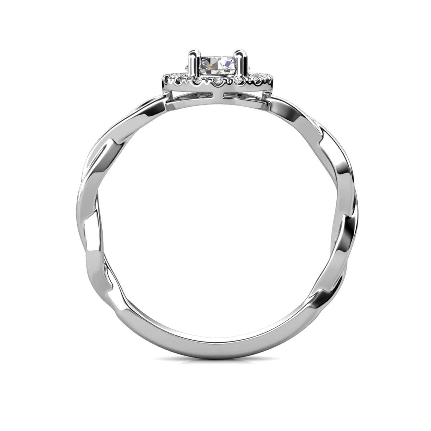 Twisted Kreis Ring MR031 WG RG Cyncerity Jewelry with Moissanite, 925 Sterling Silver
