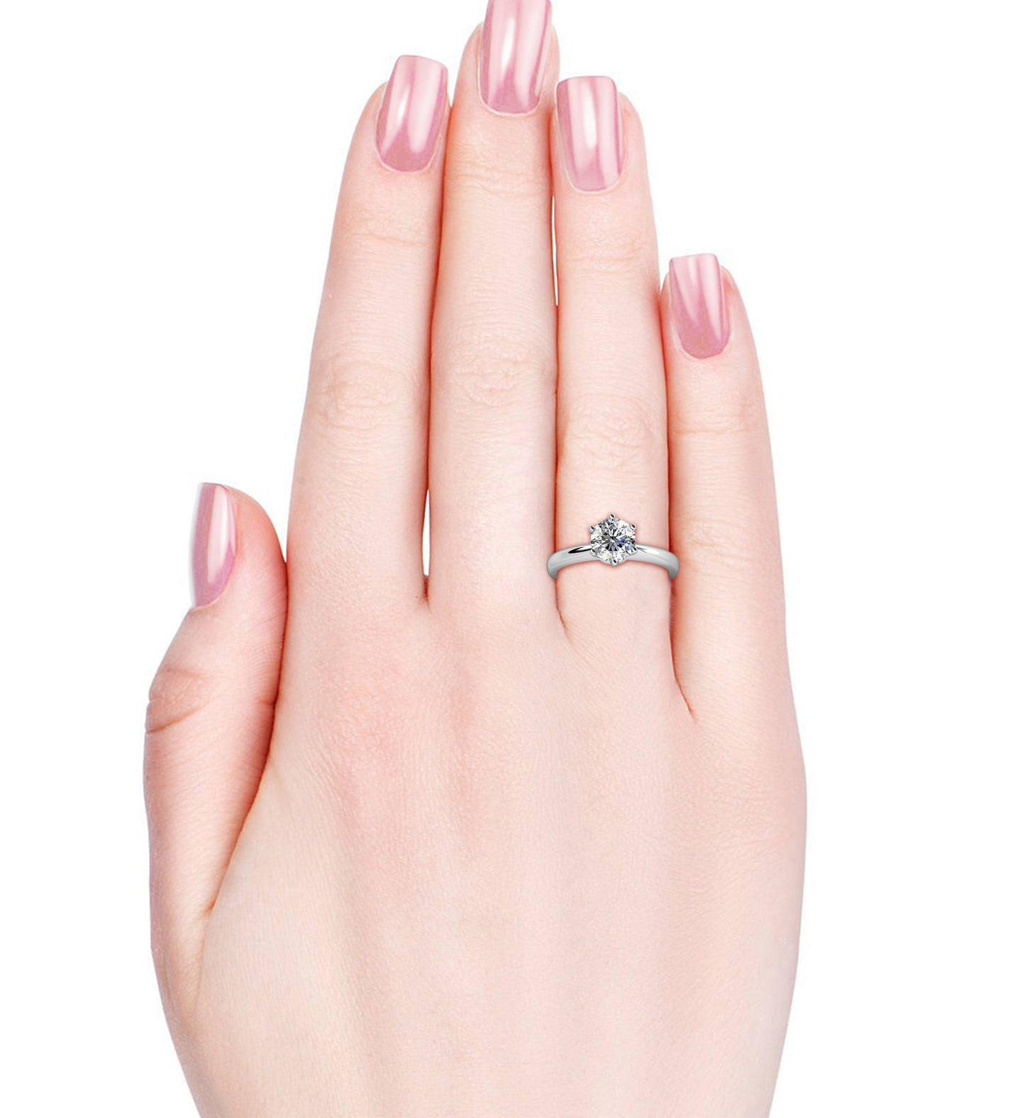 Seis Bleu Ring MR004 WG RG Cyncerity Jewelry with Moissanite, 925 Sterling Silver