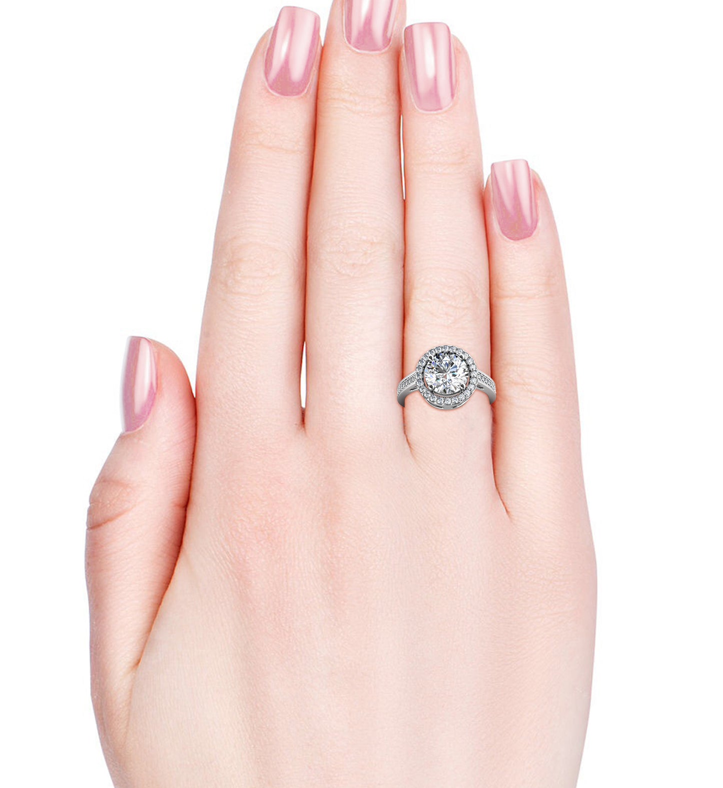 Kreis Ring MR014 WG RG Cyncerity Jewelry with Moissanite, 925 Sterling Silver