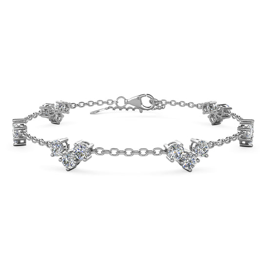 Sofia Bracelet MB023 WG RG Cyncerity Jewelry with Moissanite, 925 Sterling Silver