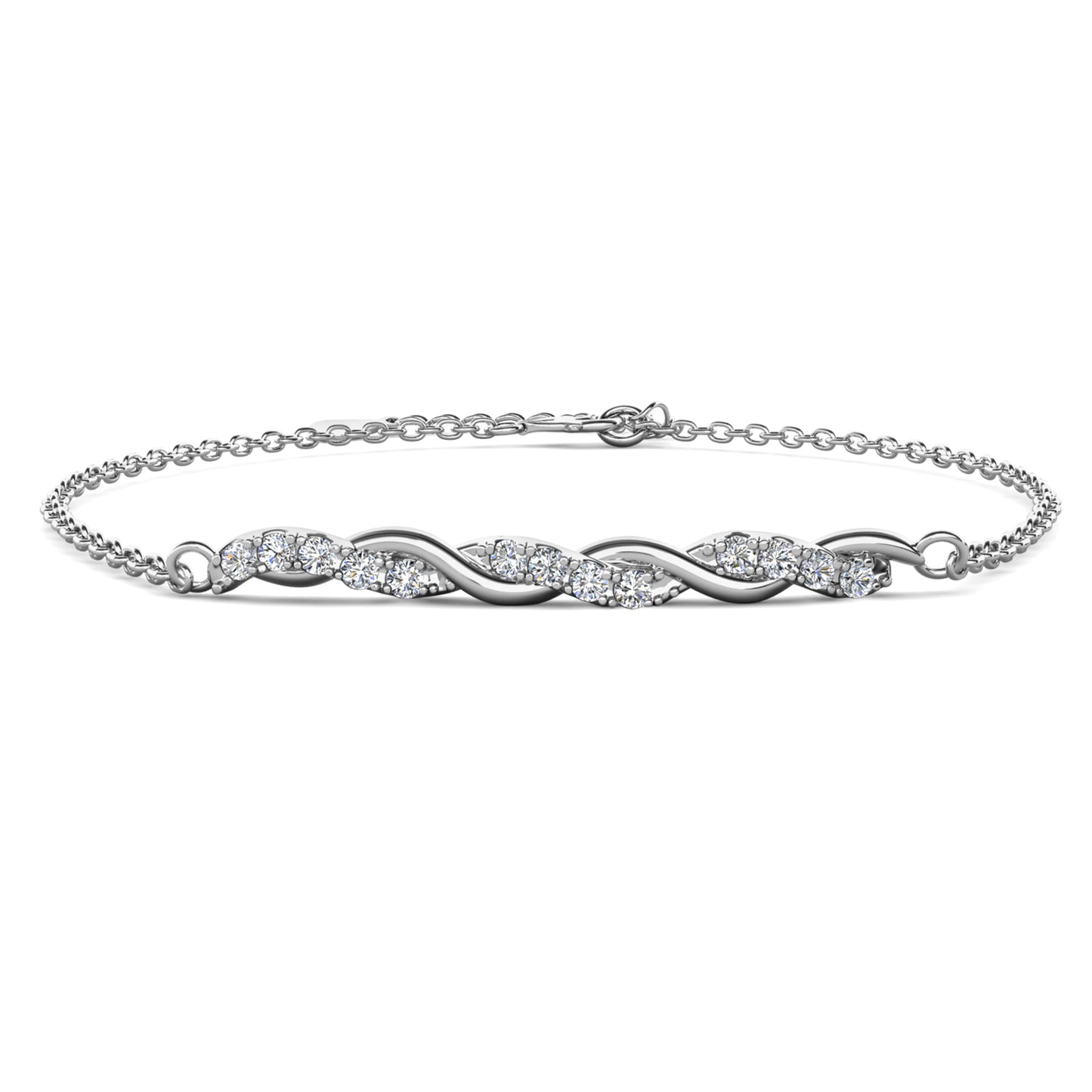 Elysee Bracelet MB024 WG RG Cyncerity Jewelry with Moissanite, 925 Sterling Silver