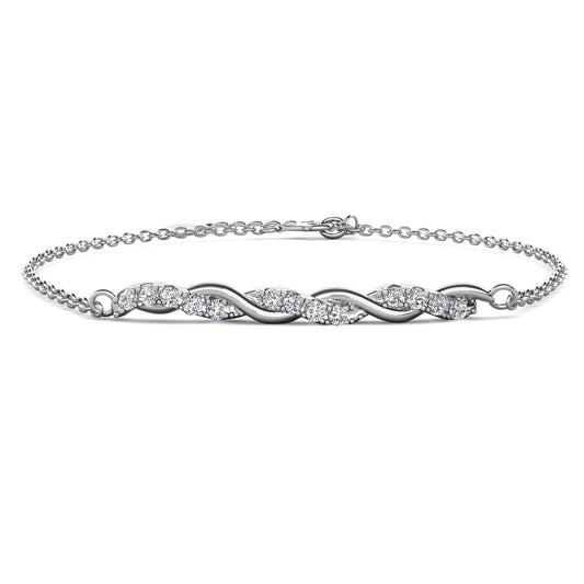 Elysee Bracelet MB024 WG RG Cyncerity Jewelry with Moissanite, 925 Sterling Silver