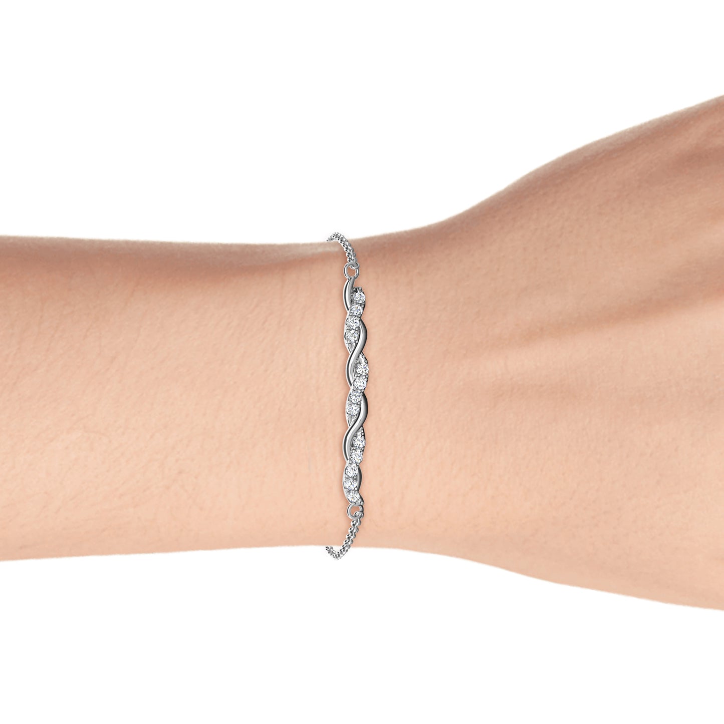 Elysee Bracelet MB024 WG RG Cyncerity Jewelry with Moissanite, 925 Sterling Silver