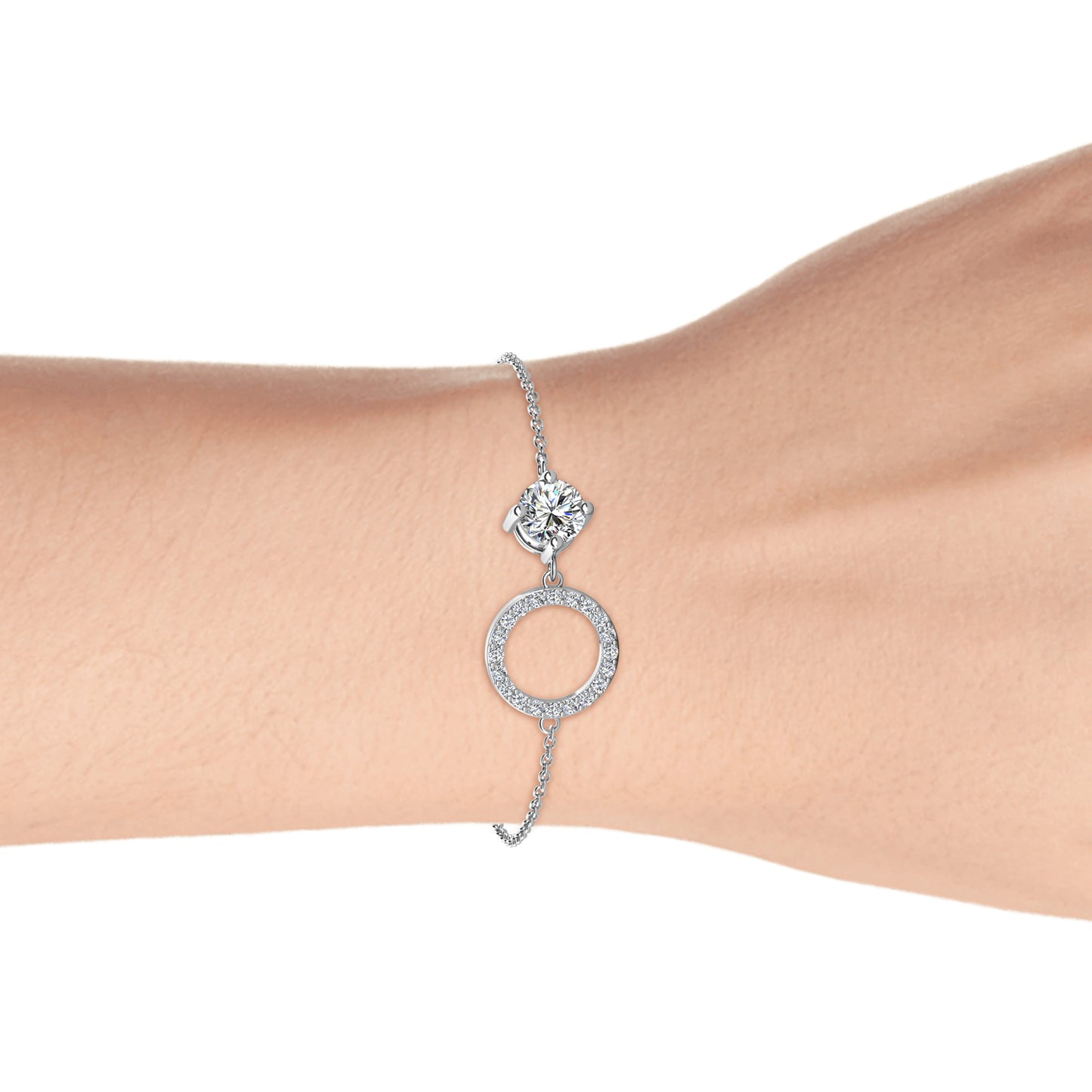 Dorsay Bracelet MB026 WG RG Cyncerity Jewelry with Moissanite, 925 Sterling Silver