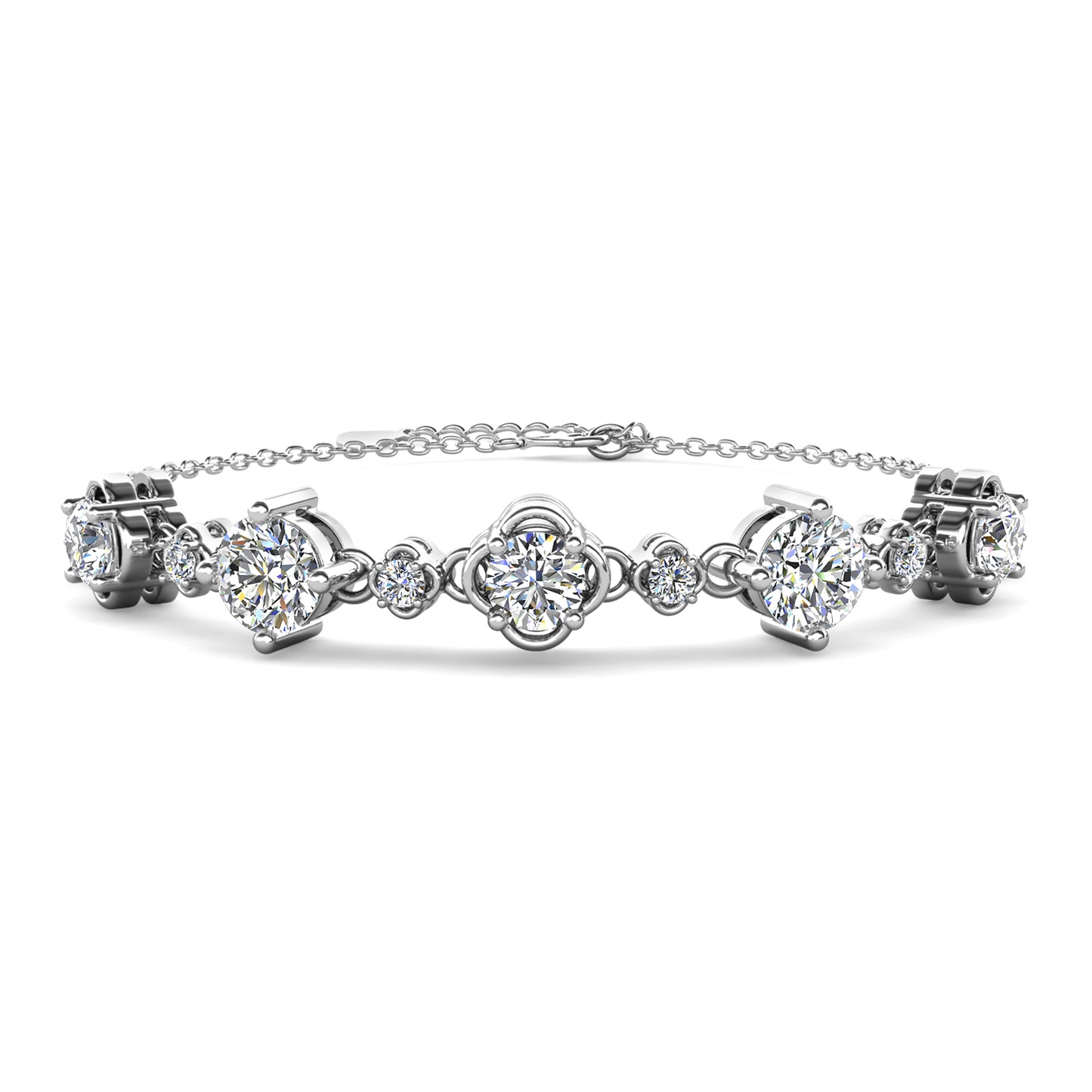 Monet Bracelet MB027 WG RG Cyncerity Jewelry with Moissanite, 925 Sterling Silver