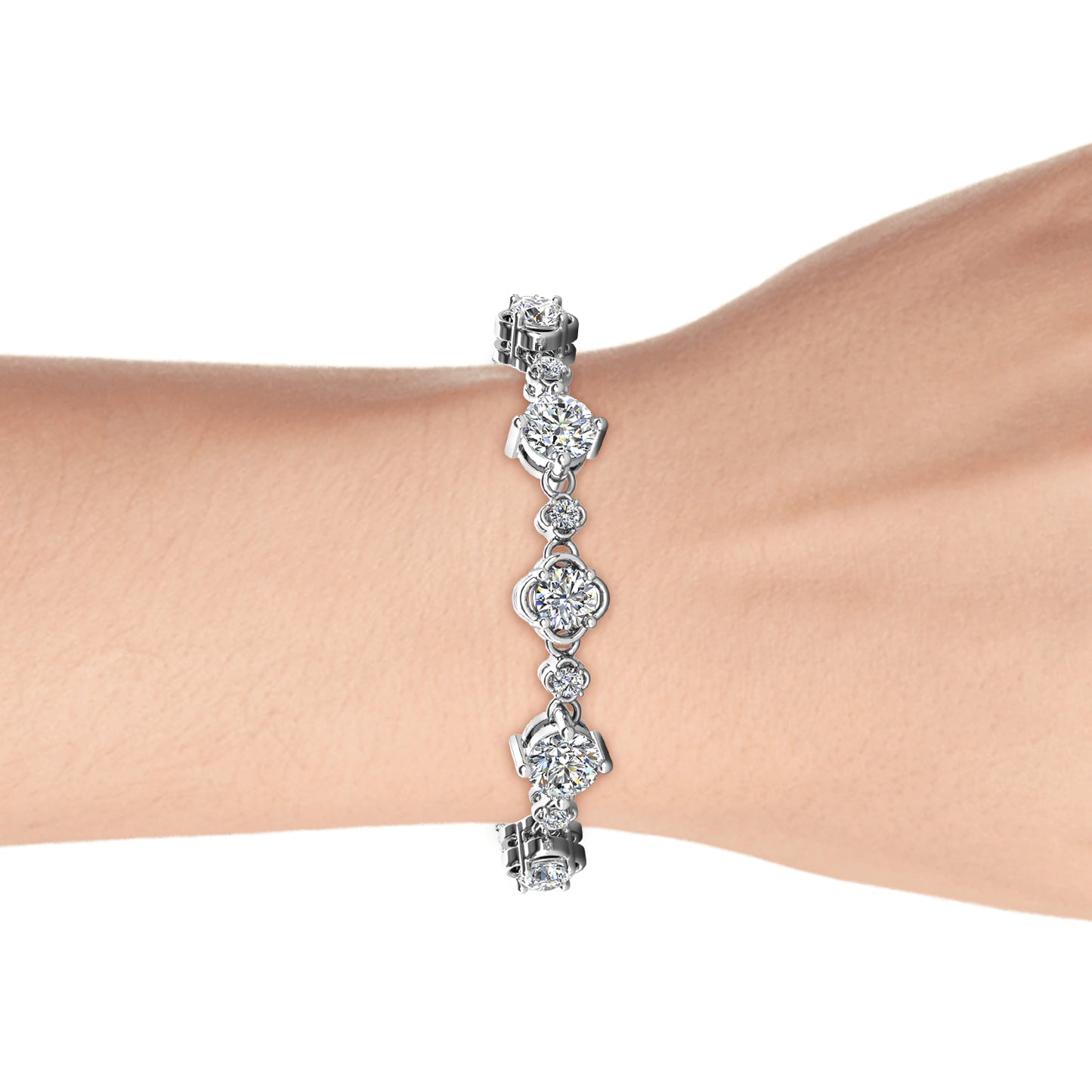 Monet Bracelet MB027 WG RG Cyncerity Jewelry with Moissanite, 925 Sterling Silver