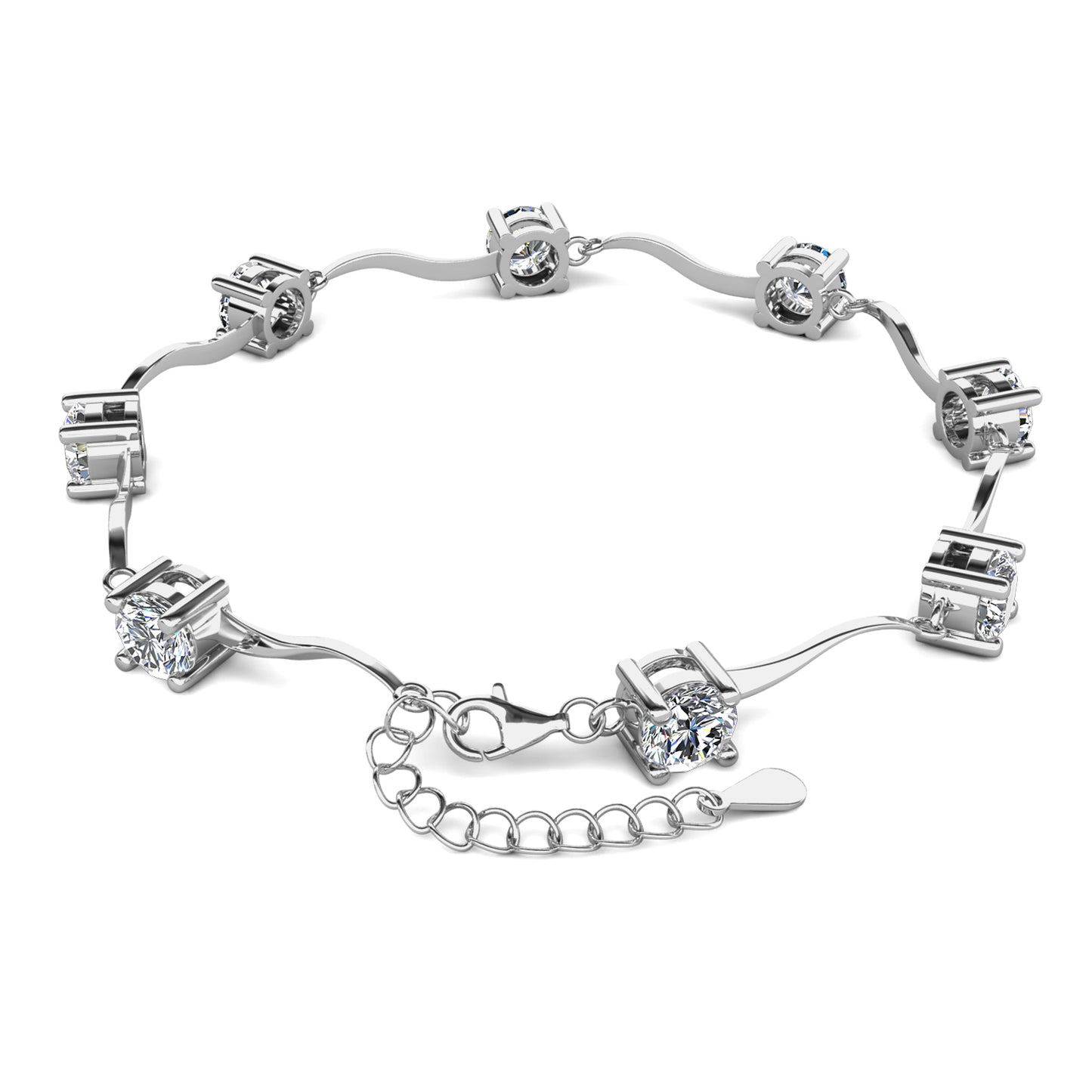 Siena Bracelet MB017 WG RG Cyncerity Jewelry with Moissanite, 925 Sterling Silver