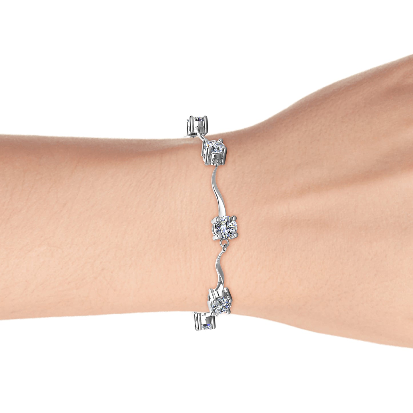 Siena Bracelet MB017 WG RG Cyncerity Jewelry with Moissanite, 925 Sterling Silver