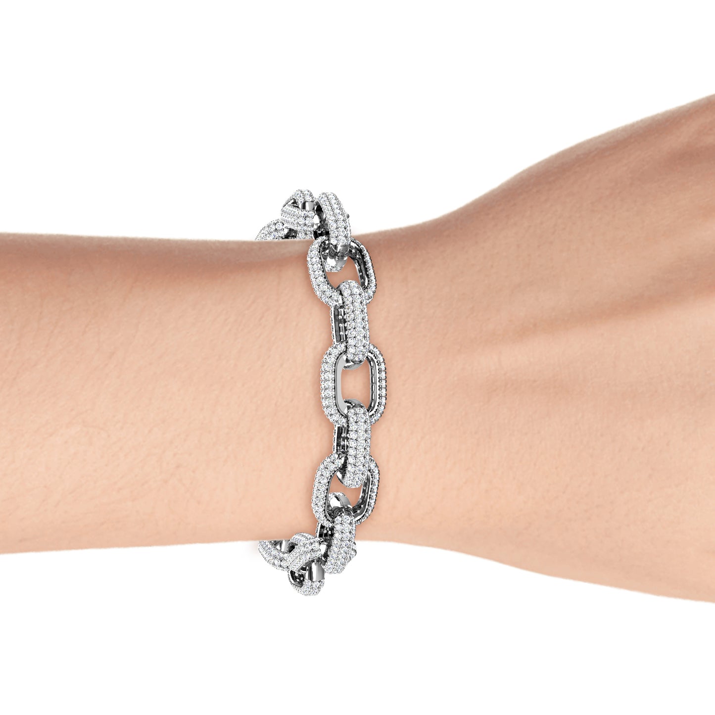 Lyon Bracelet MB053 WG RG Cyncerity Jewelry with Moissanite, 925 Sterling Silver