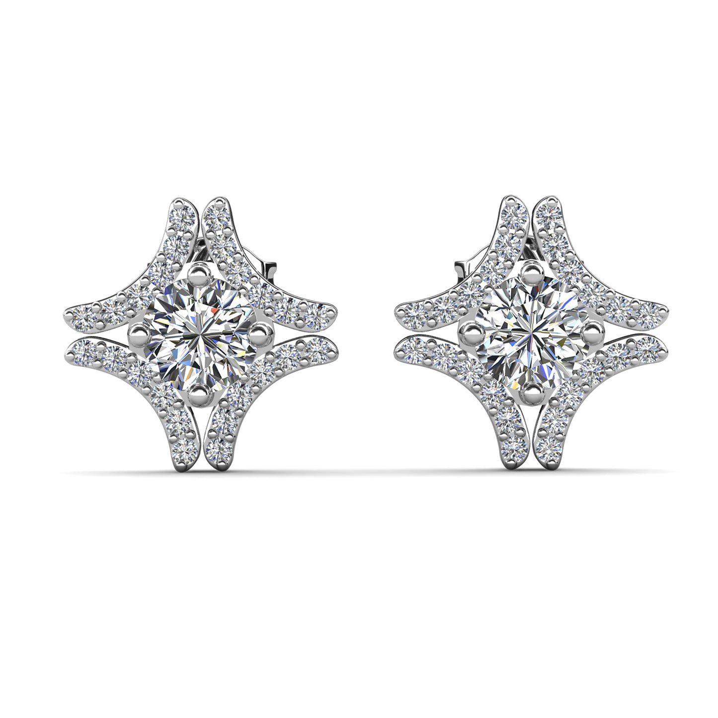 Zalaris Earrings ME120 WG RG Cyncerity Jewelry with Moissanite, 925 Sterling Silver