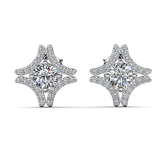 Zalaris Earrings ME120 WG RG Cyncerity Jewelry with Moissanite, 925 Sterling Silver