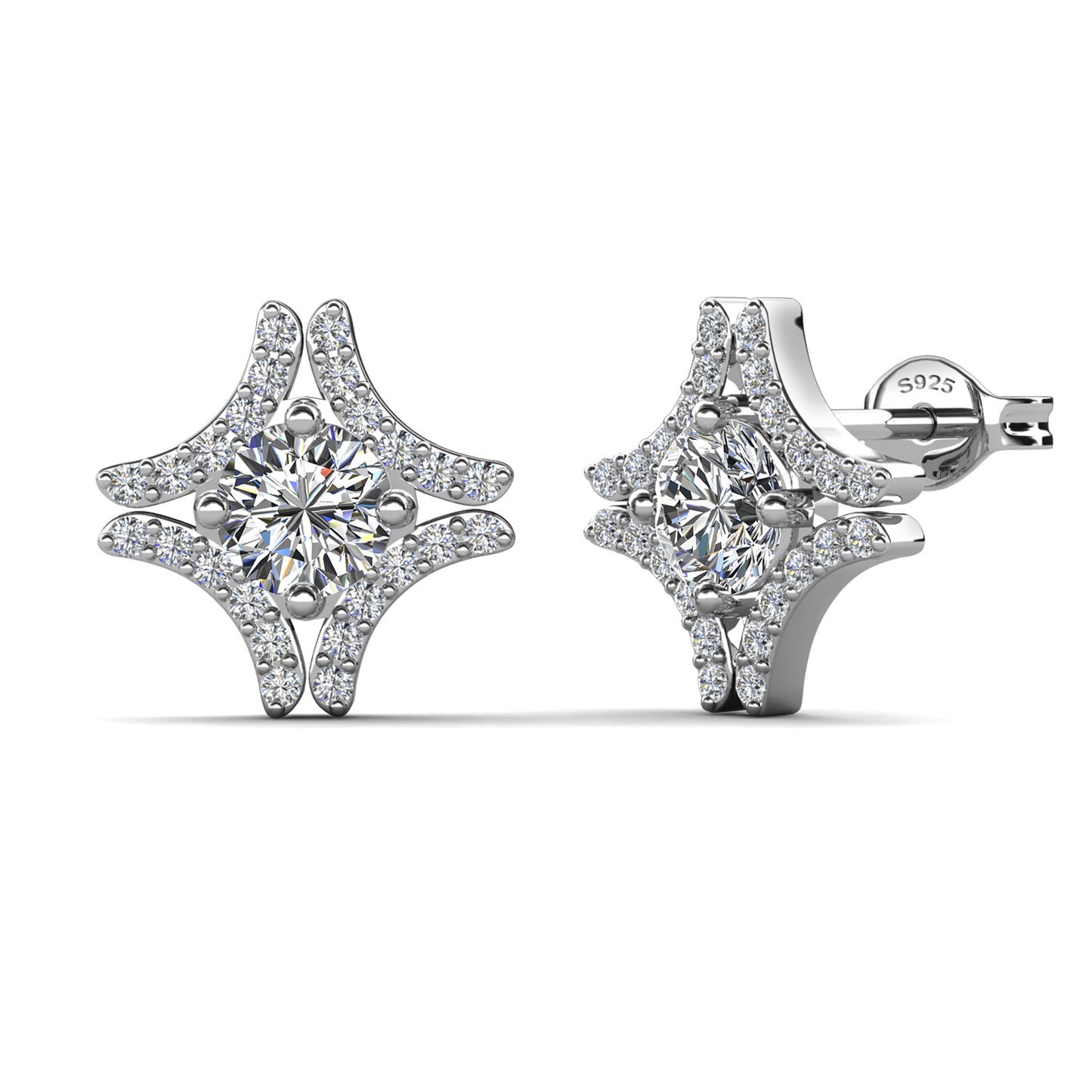 Zalaris Earrings ME120 WG RG Cyncerity Jewelry with Moissanite, 925 Sterling Silver