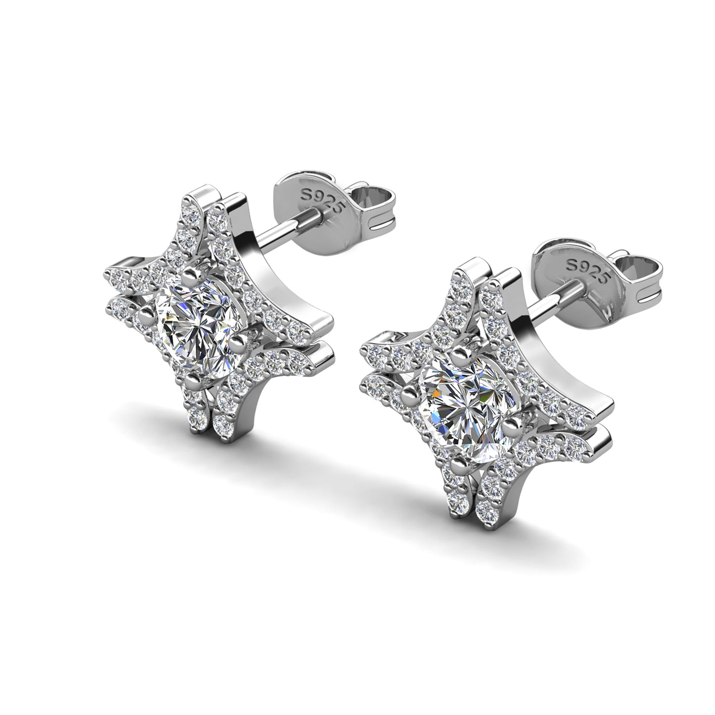 Zalaris Earrings ME120 WG RG Cyncerity Jewelry with Moissanite, 925 Sterling Silver