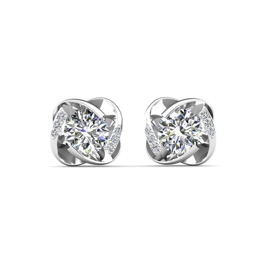 Blume Earrings ME137 WG RG Cyncerity Jewelry with Moissanite, 925 Sterling Silver