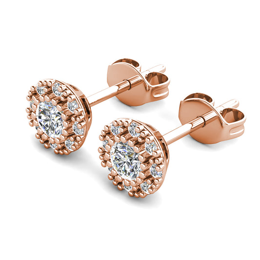 Lueur Earrings ME138 WG RG Cyncerity Jewelry with Moissanite, 925 Sterling Silver