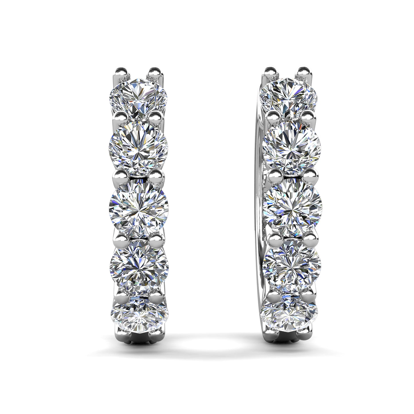 Charmant Clip Earrings ME188 WG RG Cyncerity Jewelry with Moissanite, 925 Sterling Silver