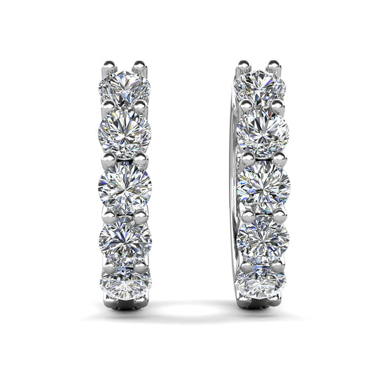 Charmant Clip Earrings ME188 WG RG Cyncerity Jewelry with Moissanite, 925 Sterling Silver