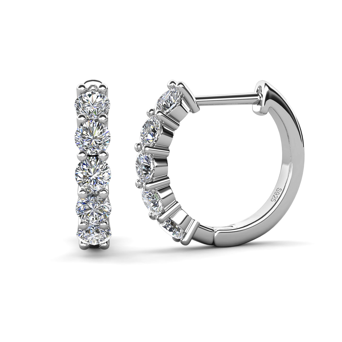 Charmant Clip Earrings ME188 WG RG Cyncerity Jewelry with Moissanite, 925 Sterling Silver