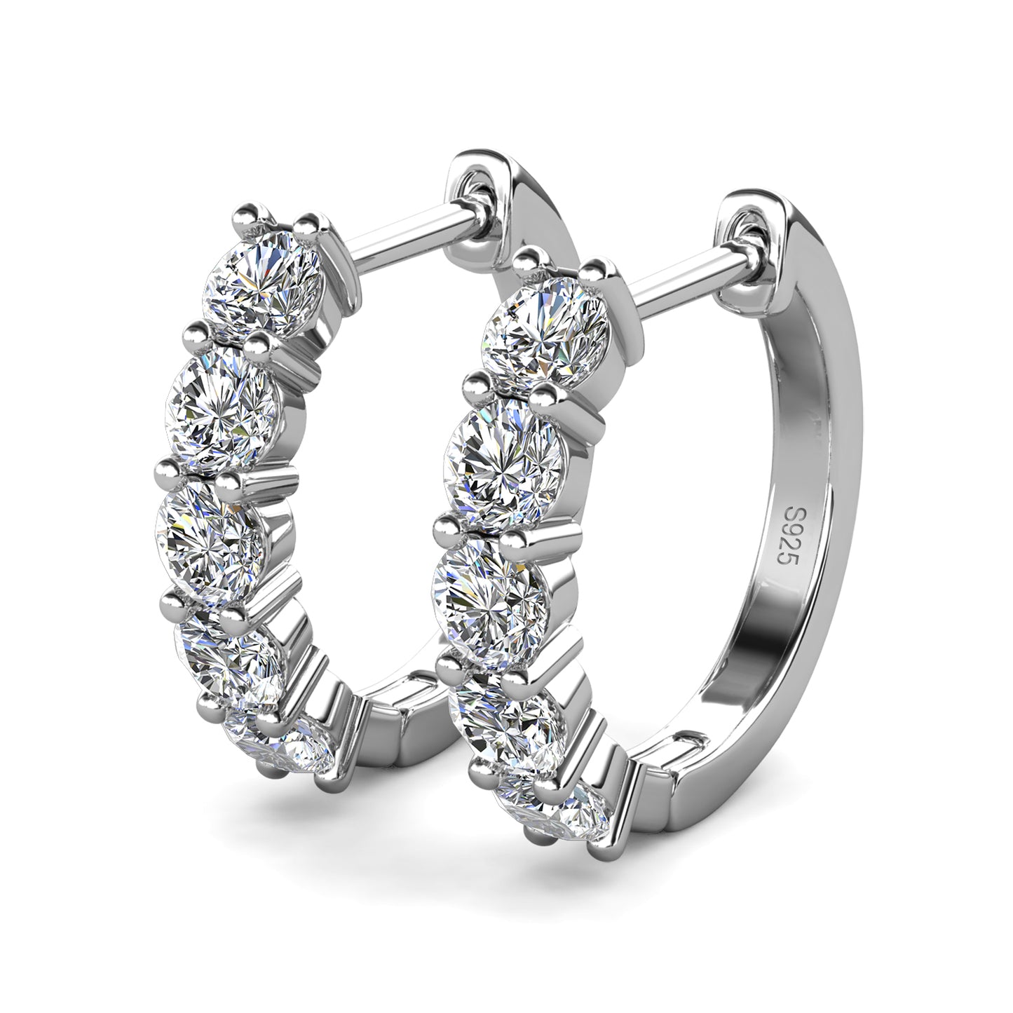 Charmant Clip Earrings ME188 WG RG Cyncerity Jewelry with Moissanite, 925 Sterling Silver