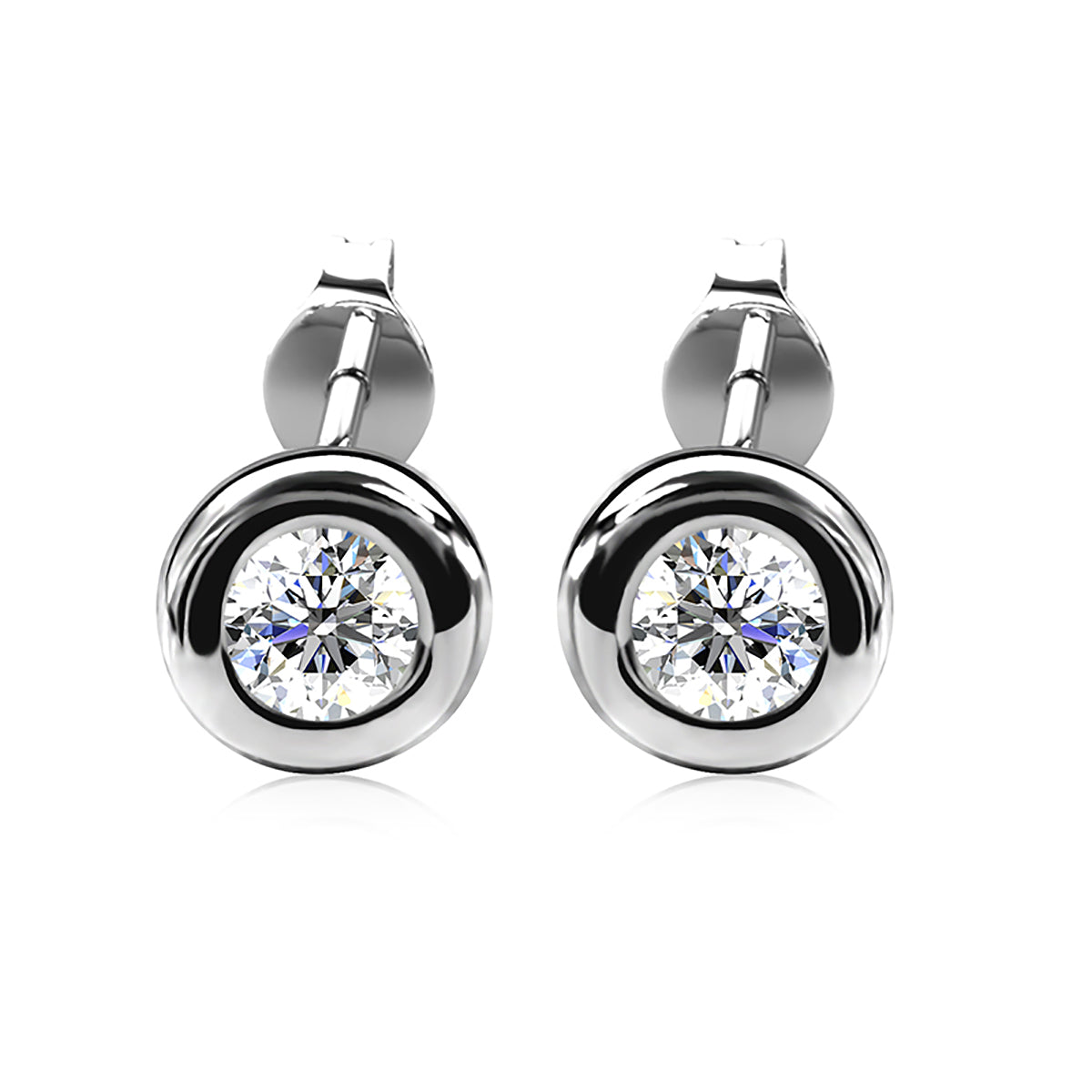 Luna Earrings ME227 WG RG Cyncerity Jewelry with Moissanite, 925 Sterling Silver