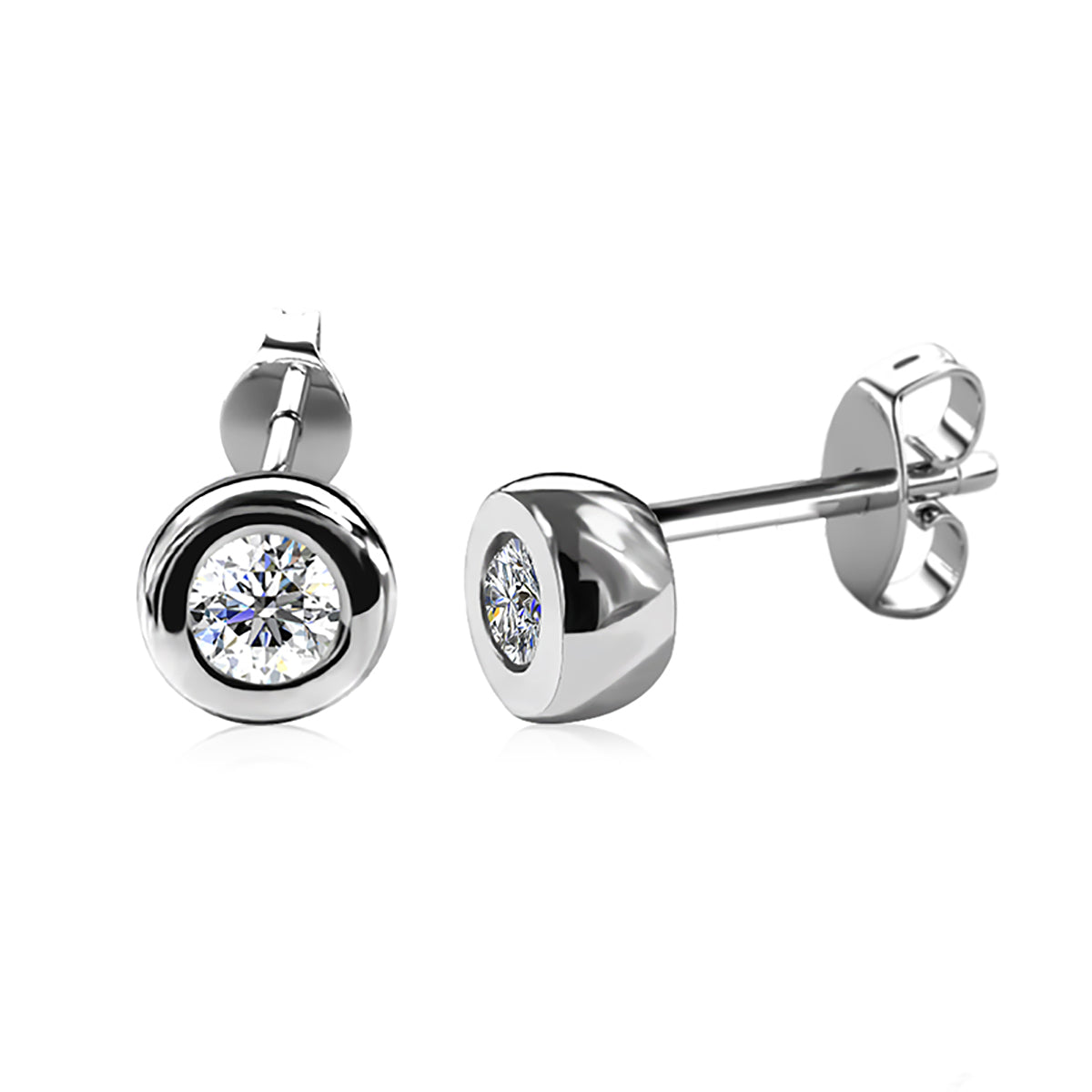 Luna Earrings ME227 WG RG Cyncerity Jewelry with Moissanite, 925 Sterling Silver