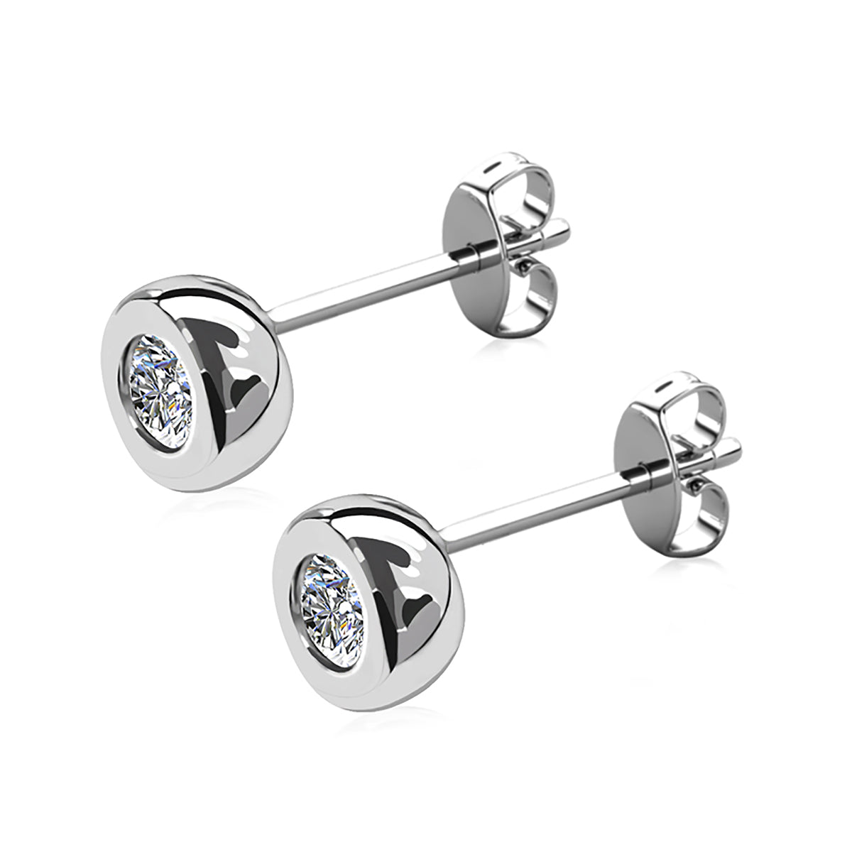 Luna Earrings ME227 WG RG Cyncerity Jewelry with Moissanite, 925 Sterling Silver