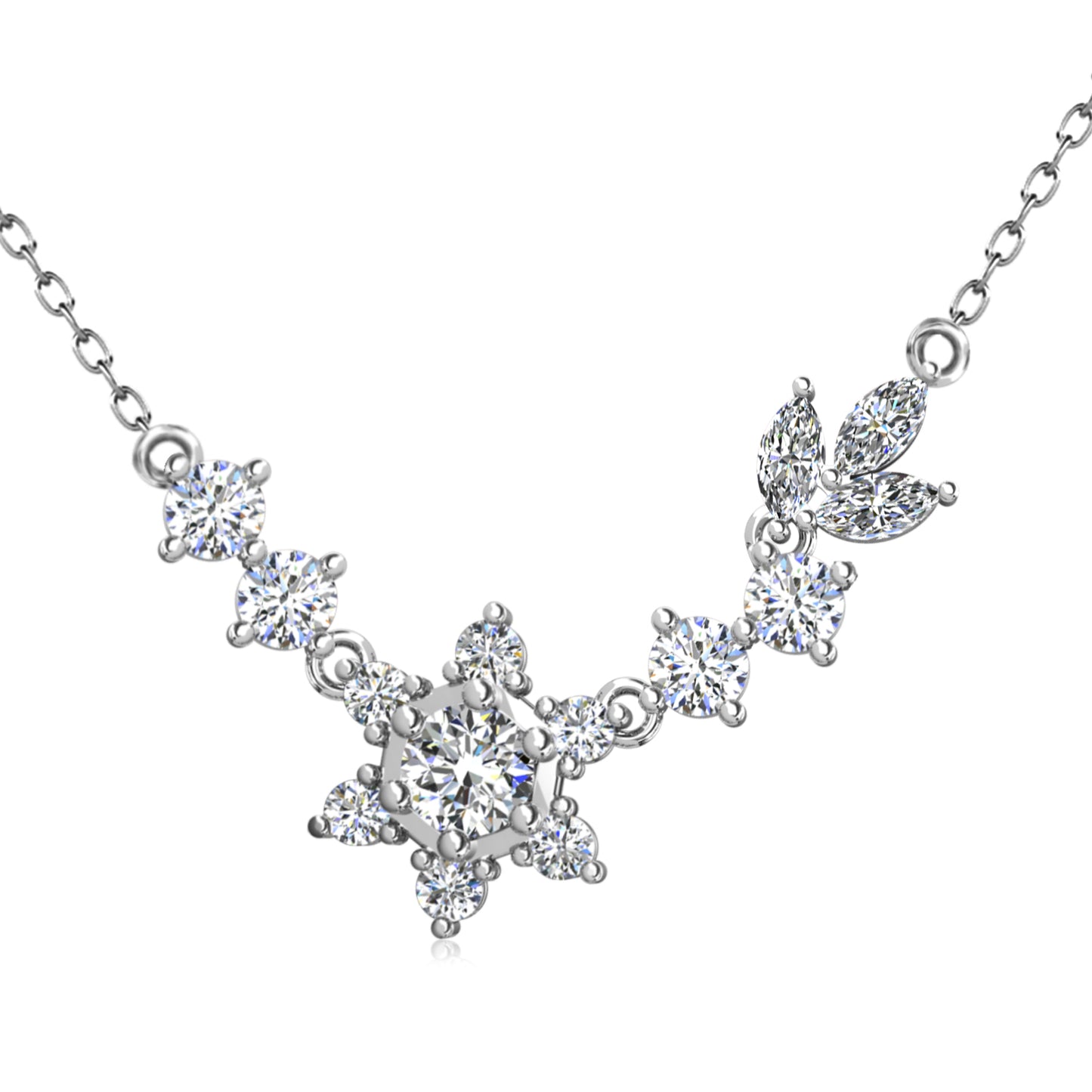 Estrella Pendant MP142 WG RG Cyncerity Jewelry with Moissanite, 925 Sterling Silver