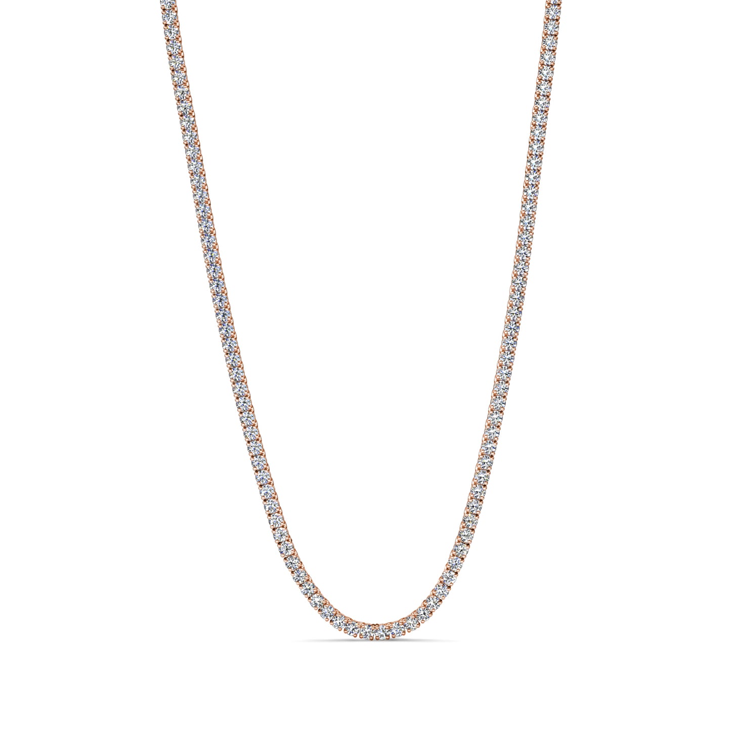 Tennis Chain Necklace MP143 WG RG Cyncerity Jewelry with Moissanite, 925 Sterling Silver