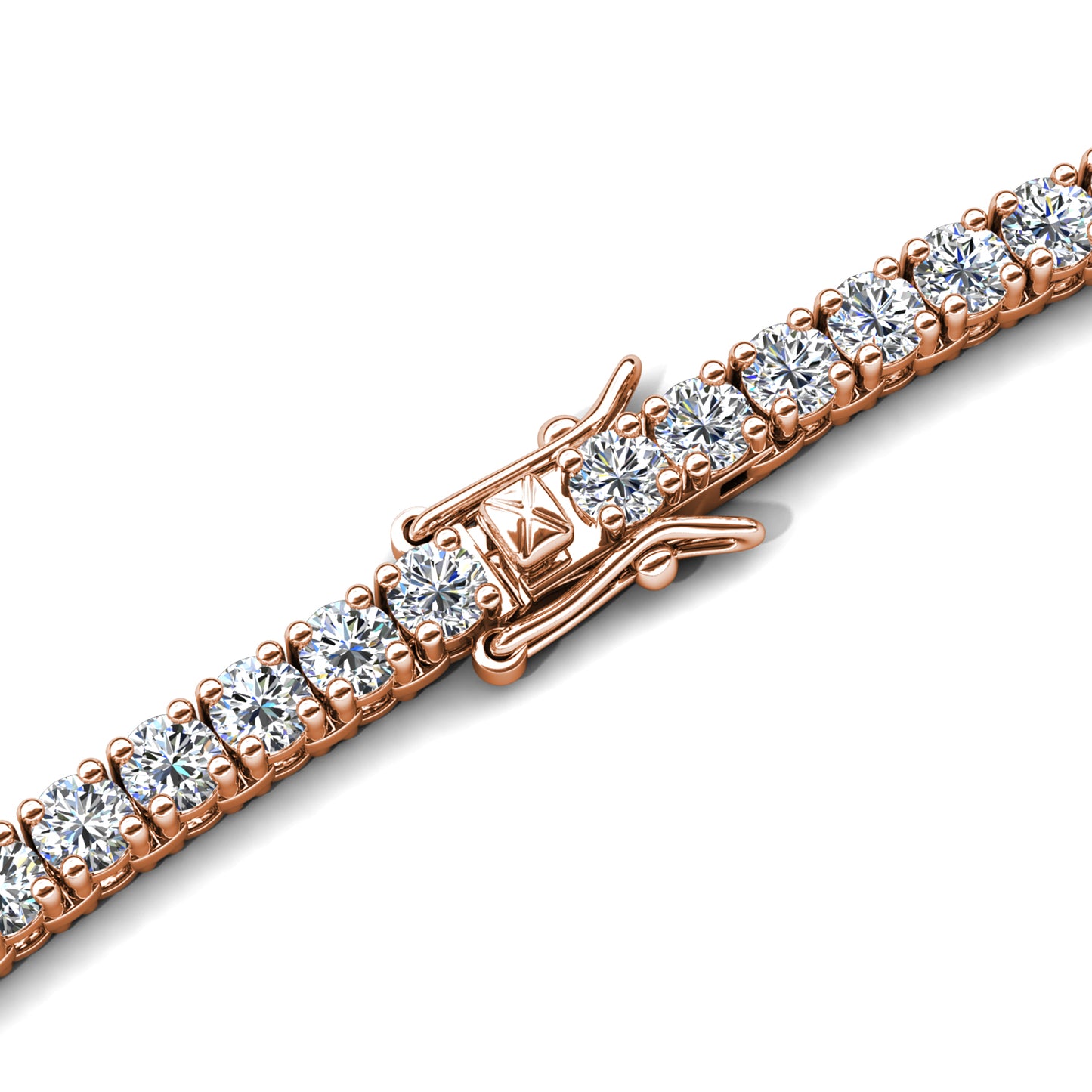 Tennis Chain Necklace MP143 WG RG Cyncerity Jewelry with Moissanite, 925 Sterling Silver