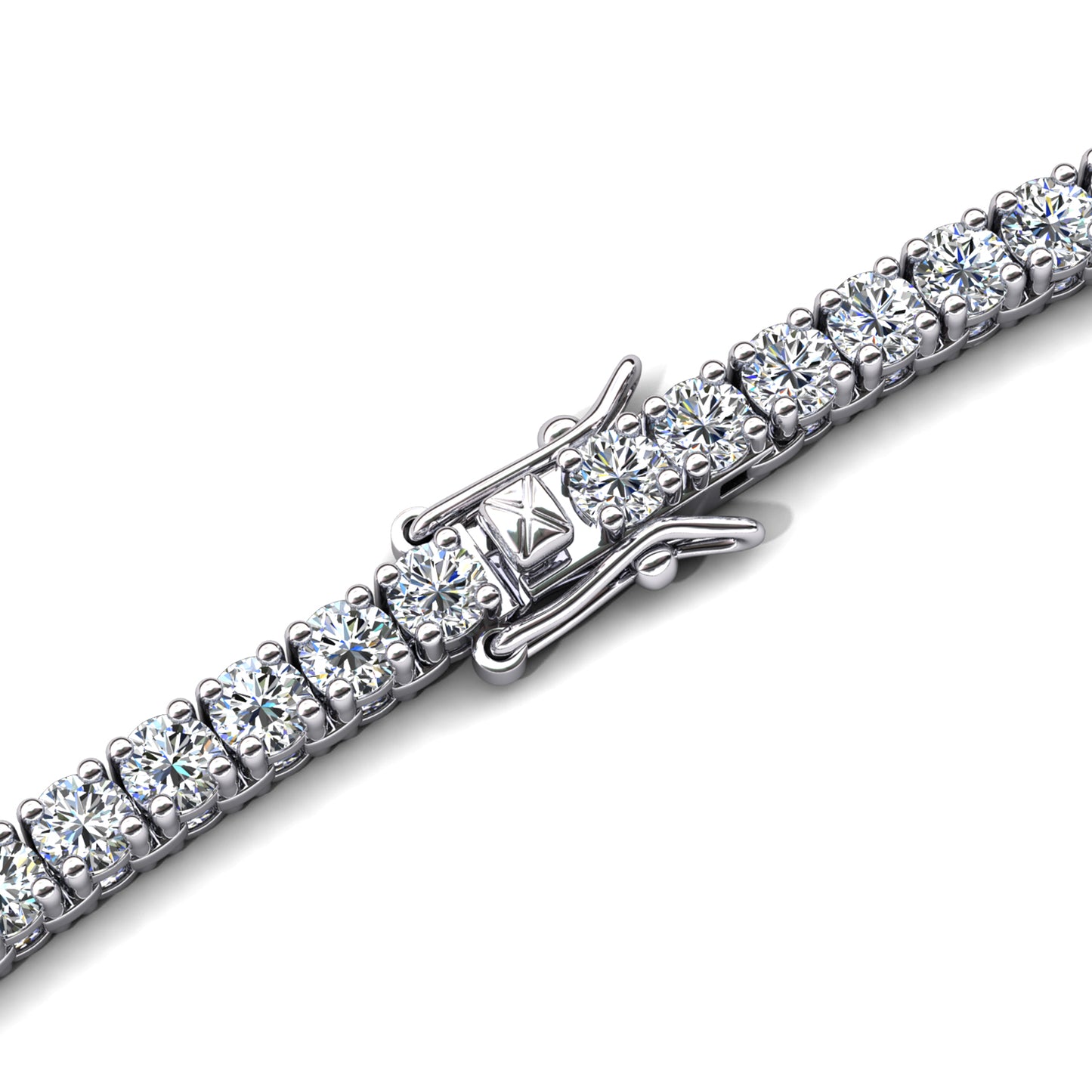 Tennis Chain Necklace MP143 WG RG Cyncerity Jewelry with Moissanite, 925 Sterling Silver