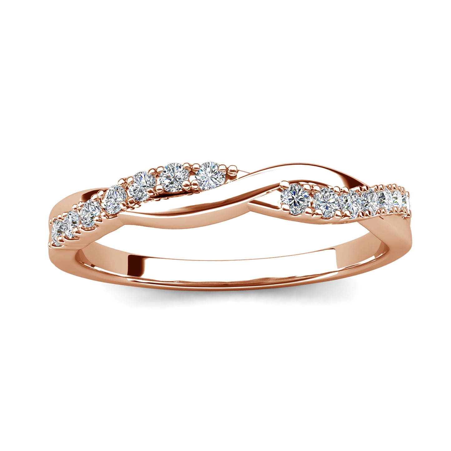 Sweet Twist Ring MR117 WG RG Cyncerity Jewelry with Moissanite, 925 Sterling Silver