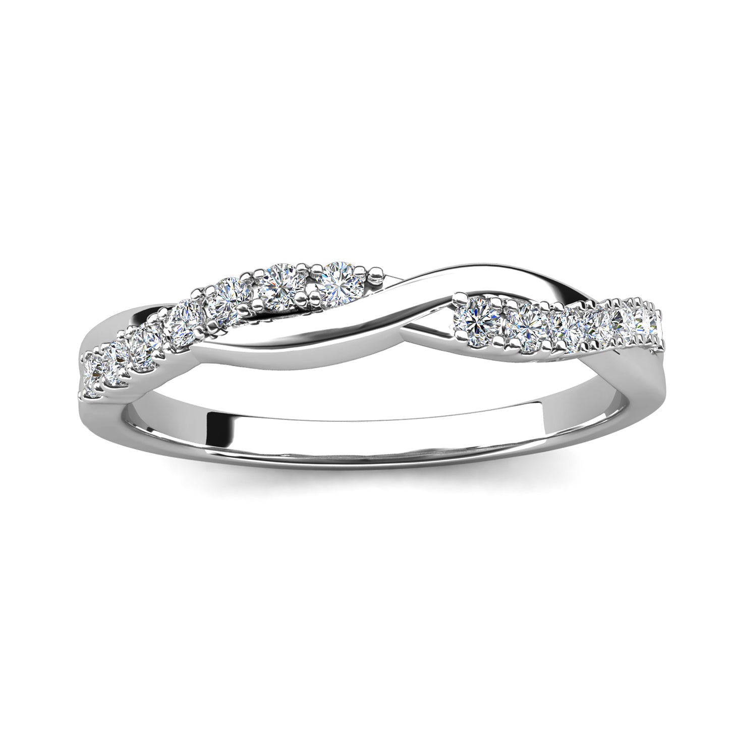 Sweet Twist Ring MR117 WG RG Cyncerity Jewelry with Moissanite, 925 Sterling Silver