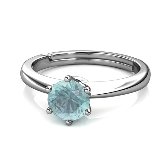 Seis Bleu Ring MR004 WG RG Cyncerity Jewelry with Moissanite, 925 Sterling Silver