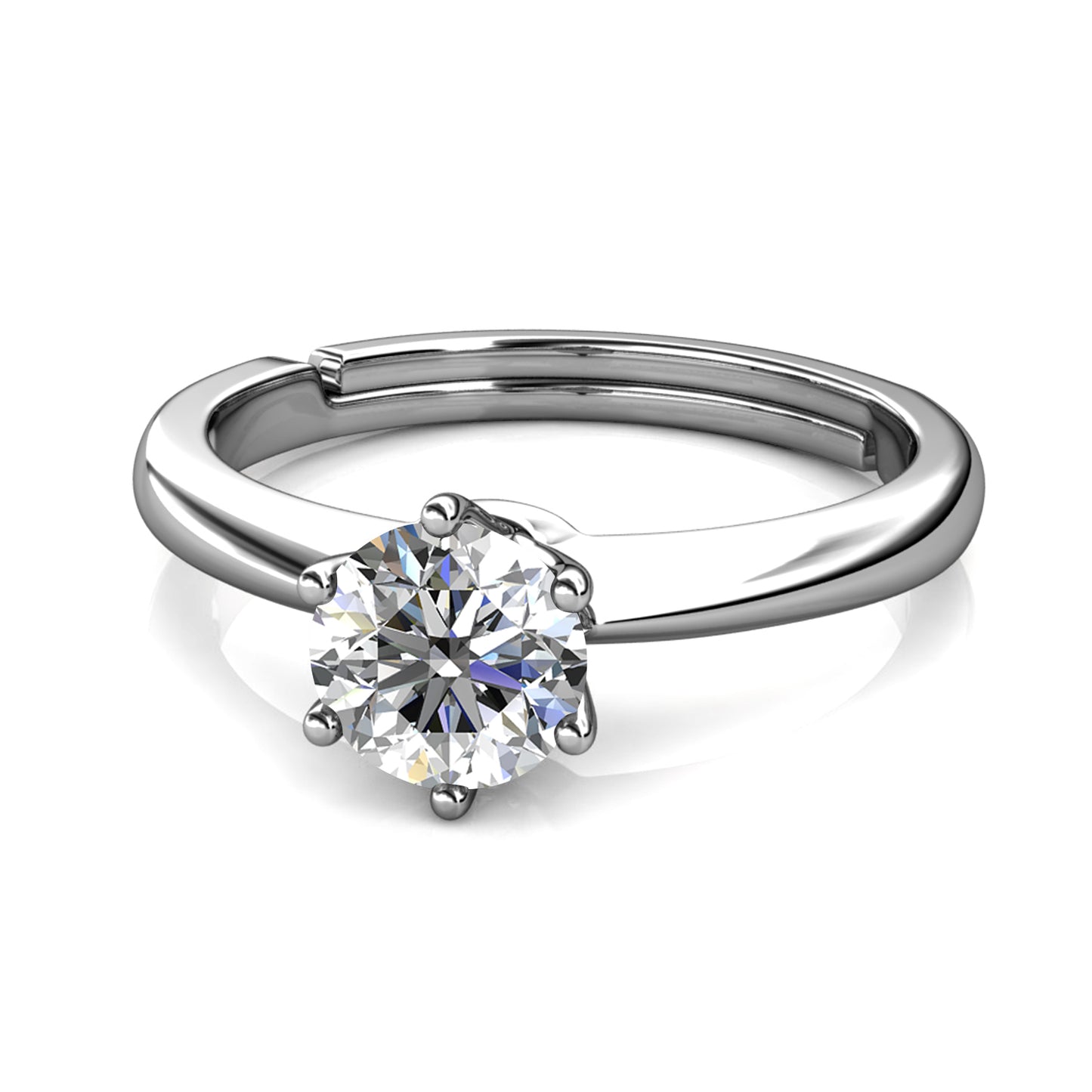 Seis Bleu Ring MR004 WG RG Cyncerity Jewelry with Moissanite, 925 Sterling Silver