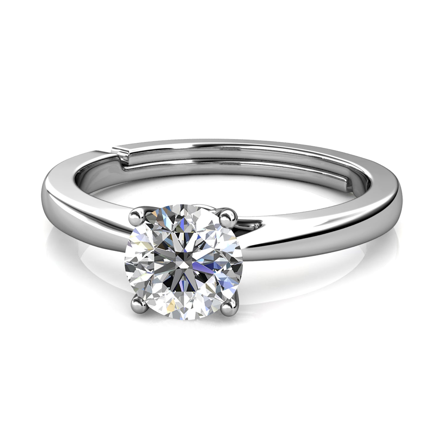 Quatre Bleu Ring MR005 WG RG Cyncerity Jewelry with Moissanite, 925 Sterling Silver
