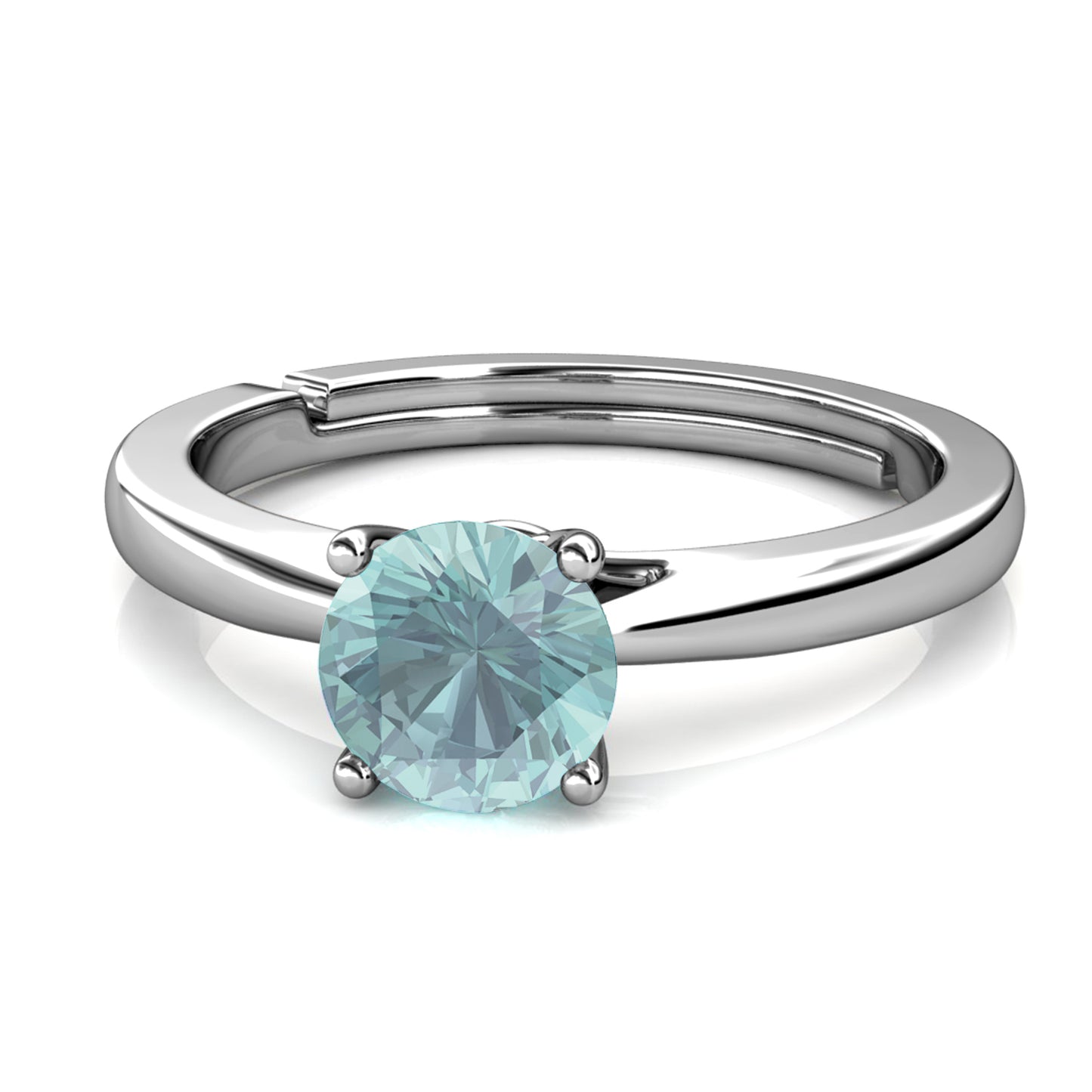 Quatre Bleu Ring MR005 WG RG Cyncerity Jewelry with Moissanite, 925 Sterling Silver