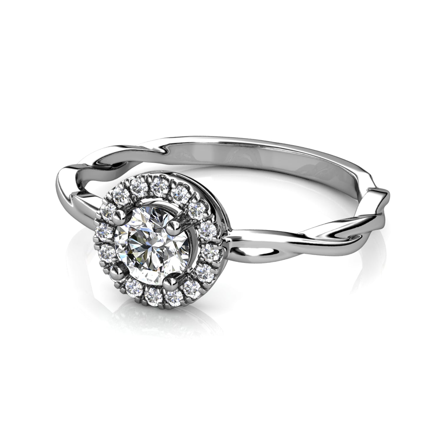 Twisted Kreis Ring MR031 WG RG Cyncerity Jewelry with Moissanite, 925 Sterling Silver