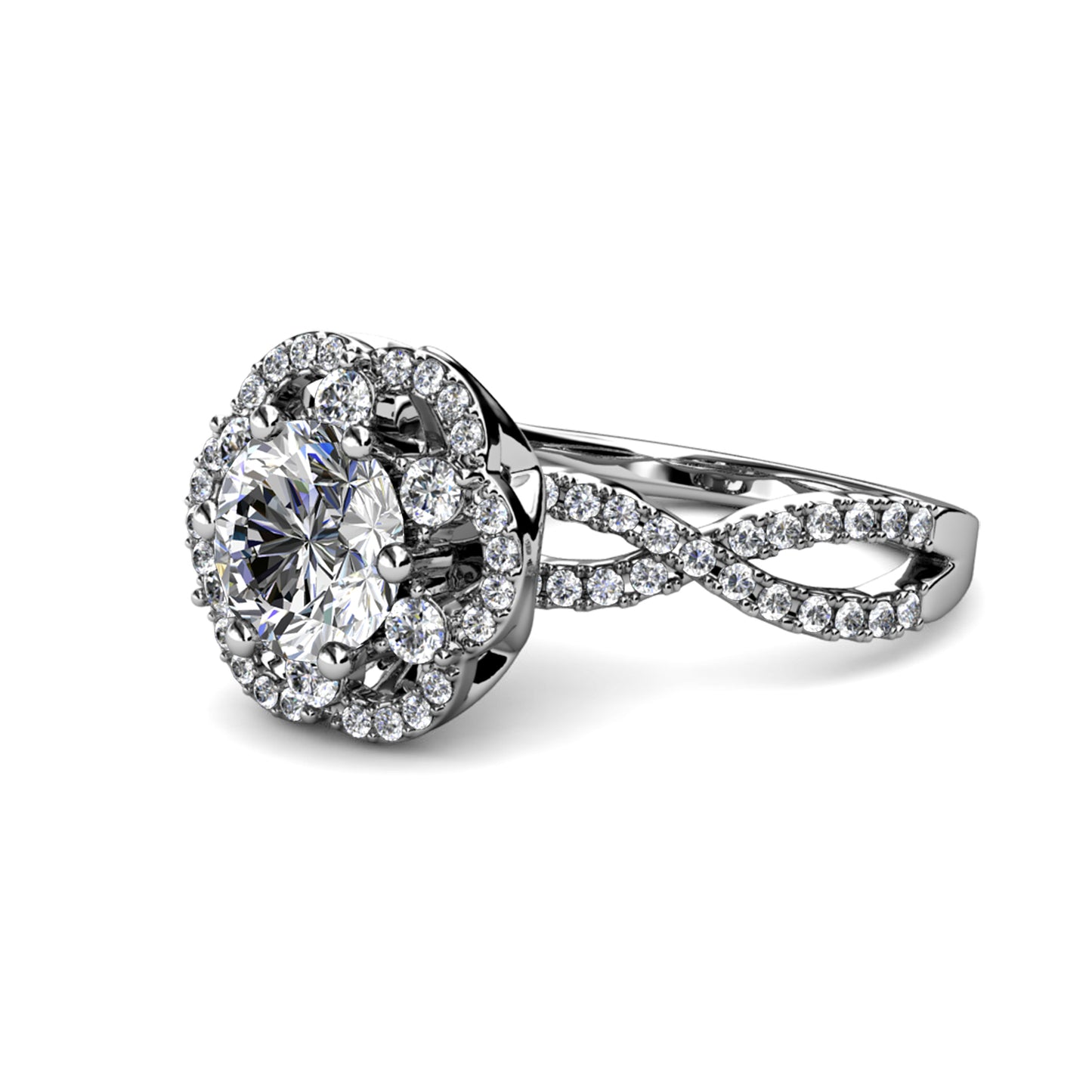 Precious Fleur Ring MR114 WG RG Cyncerity Jewelry with Moissanite, 925 Sterling Silver