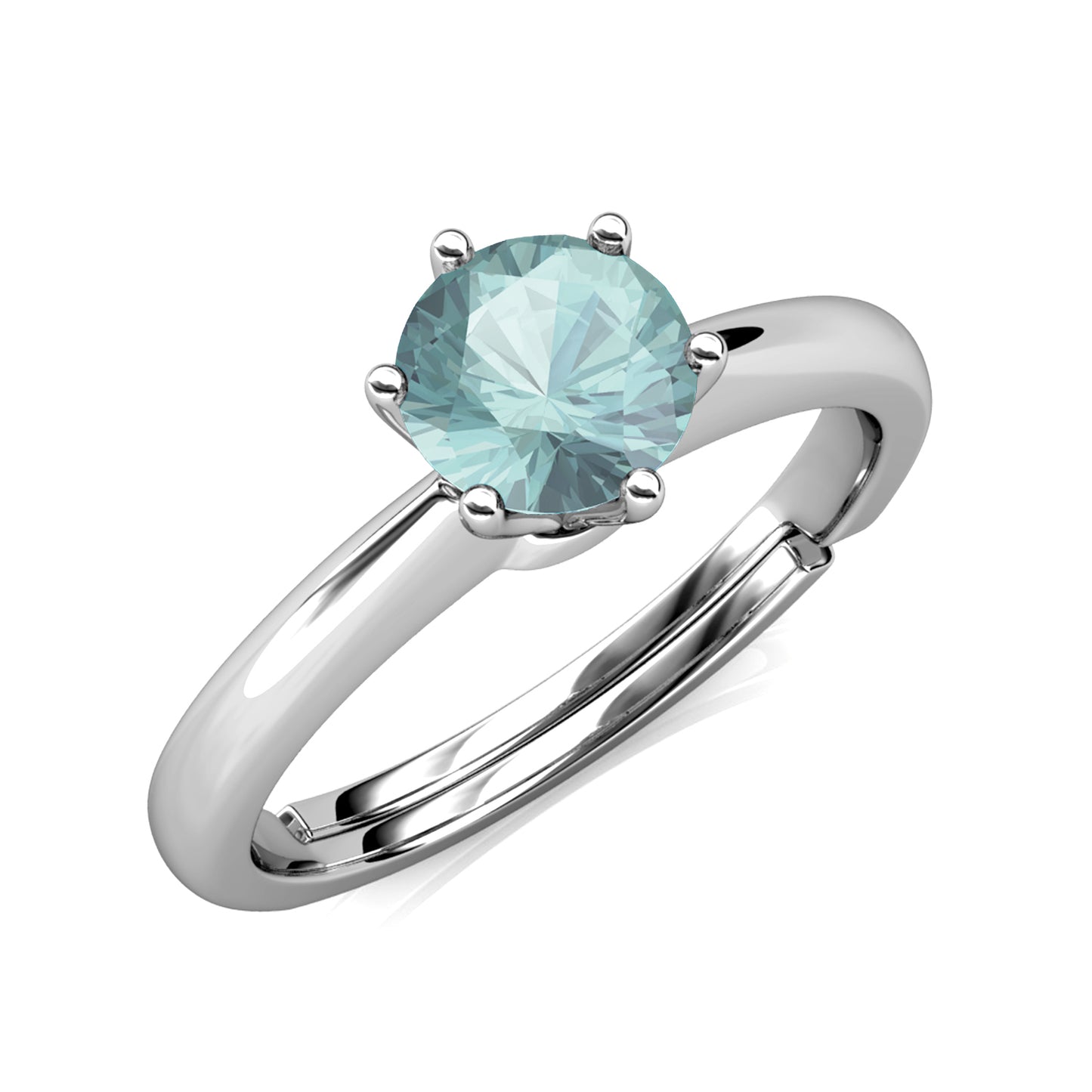 Seis Bleu Ring MR004 WG RG Cyncerity Jewelry with Moissanite, 925 Sterling Silver