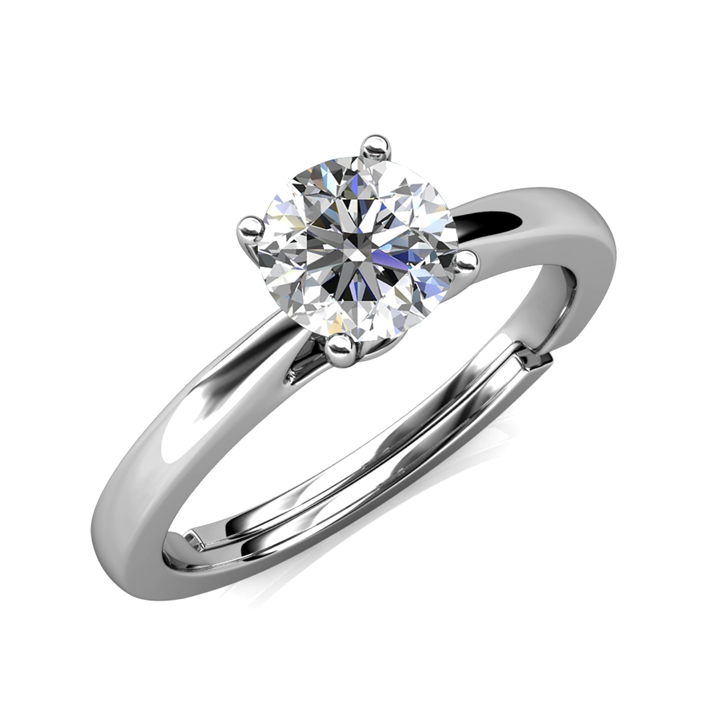 Quatre Bleu Ring MR005 WG RG Cyncerity Jewelry with Moissanite, 925 Sterling Silver