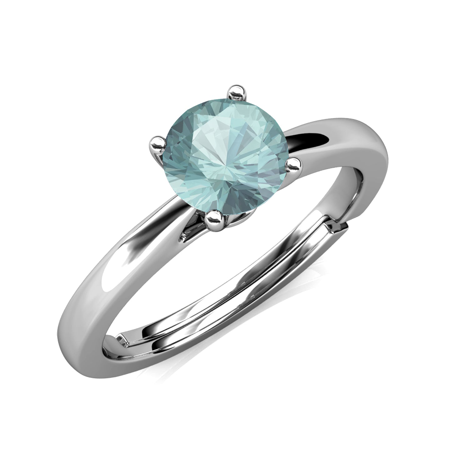 Quatre Bleu Ring MR005 WG RG Cyncerity Jewelry with Moissanite, 925 Sterling Silver