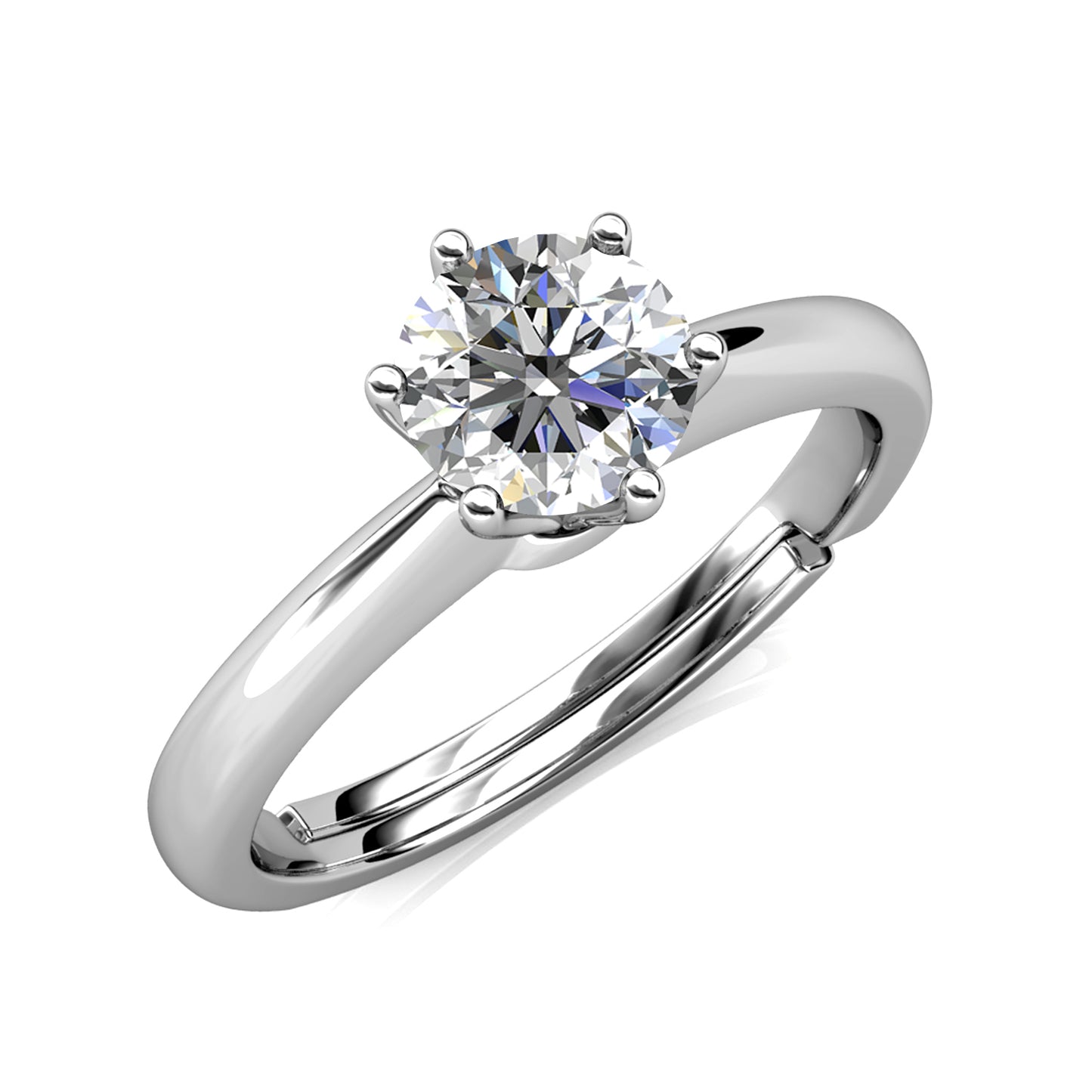 Seis Bleu Ring MR004 WG RG Cyncerity Jewelry with Moissanite, 925 Sterling Silver