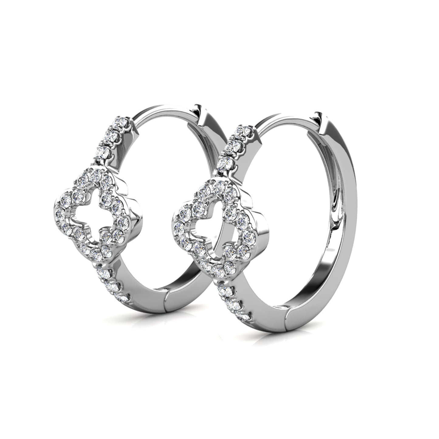 Trevo Earrings ME161 WG RG Cyncerity Jewelry with Moissanite, 925 Sterling Silver