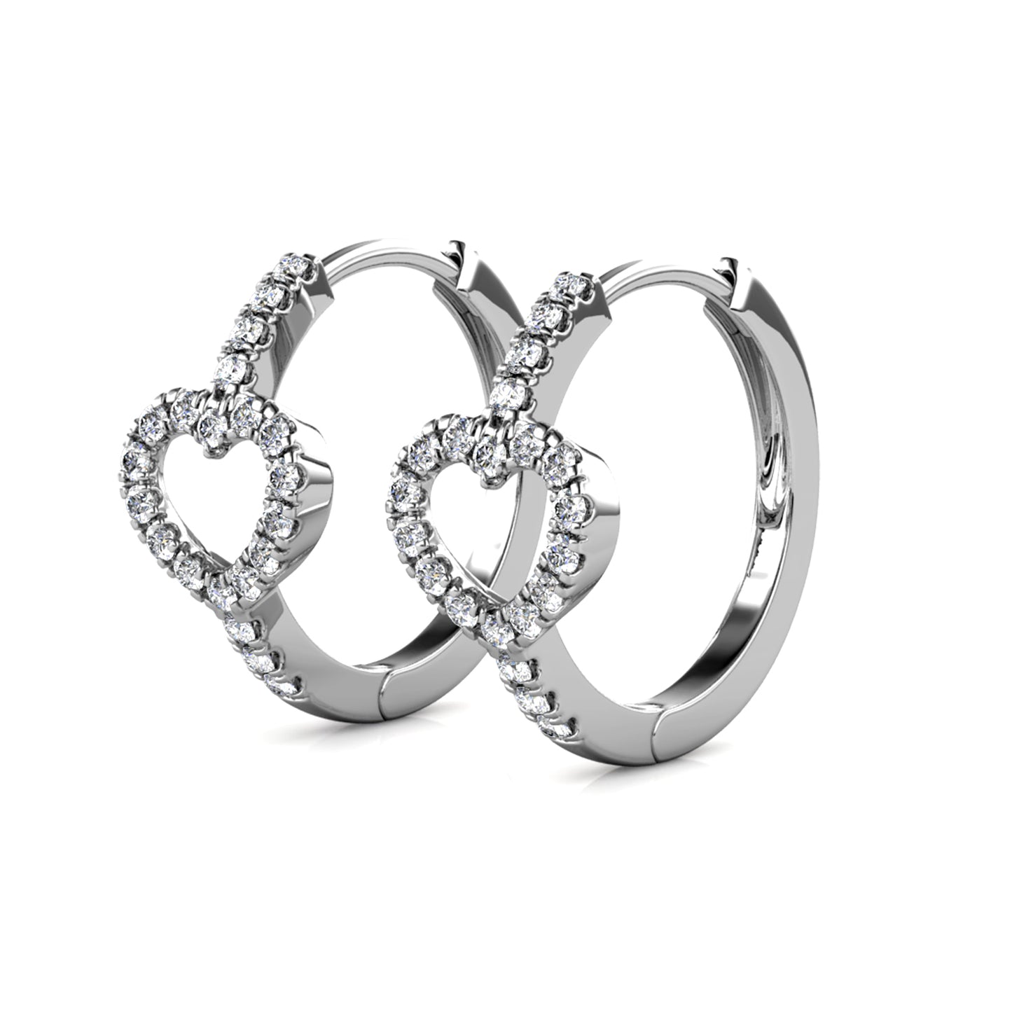 Aurelia Heart Earrings ME170 WG RG Cyncerity Jewelry with Moissanite, 925 Sterling Silver