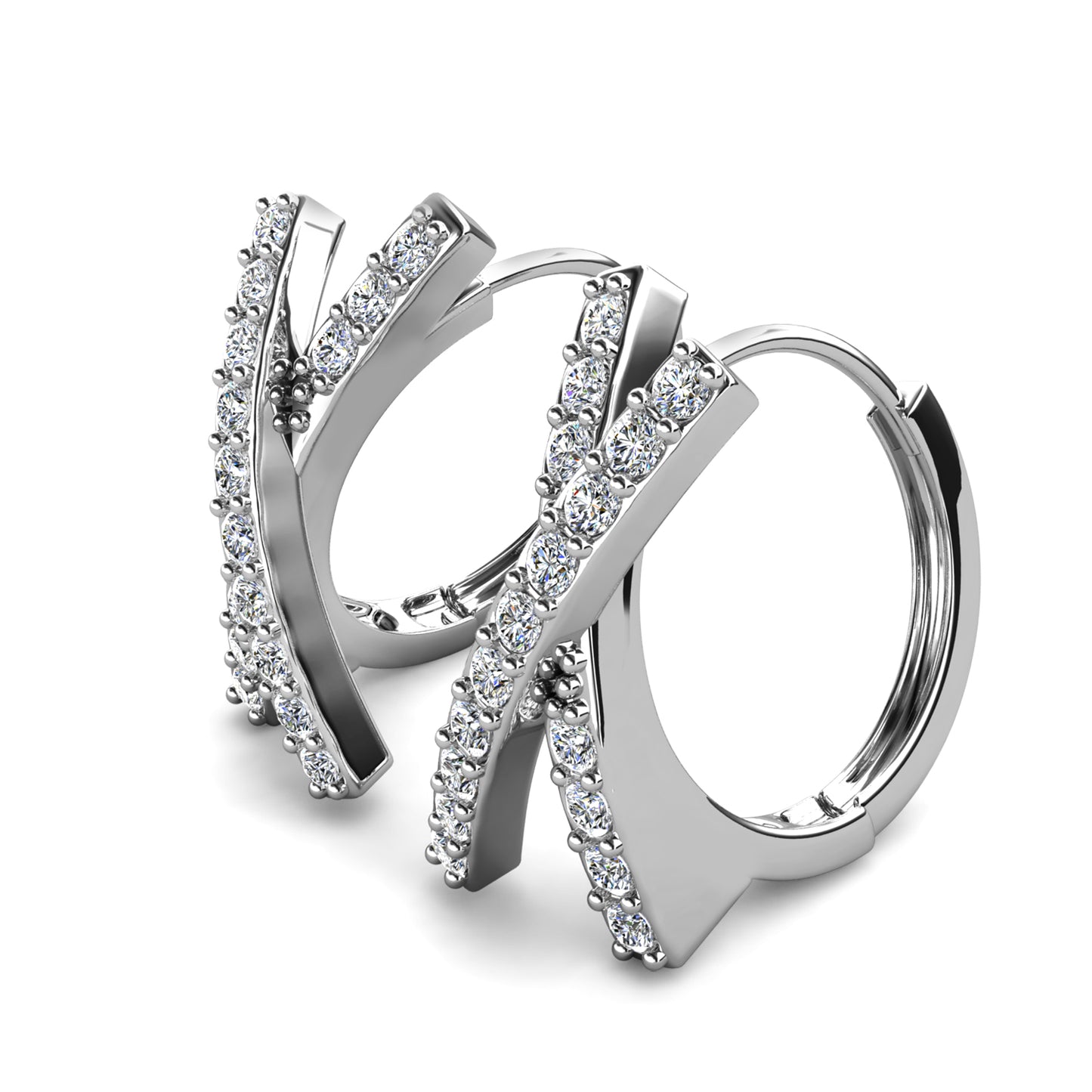 Xquisite Earrings ME091 WG RG Cyncerity Jewelry with Moissanite, 925 Sterling Silver