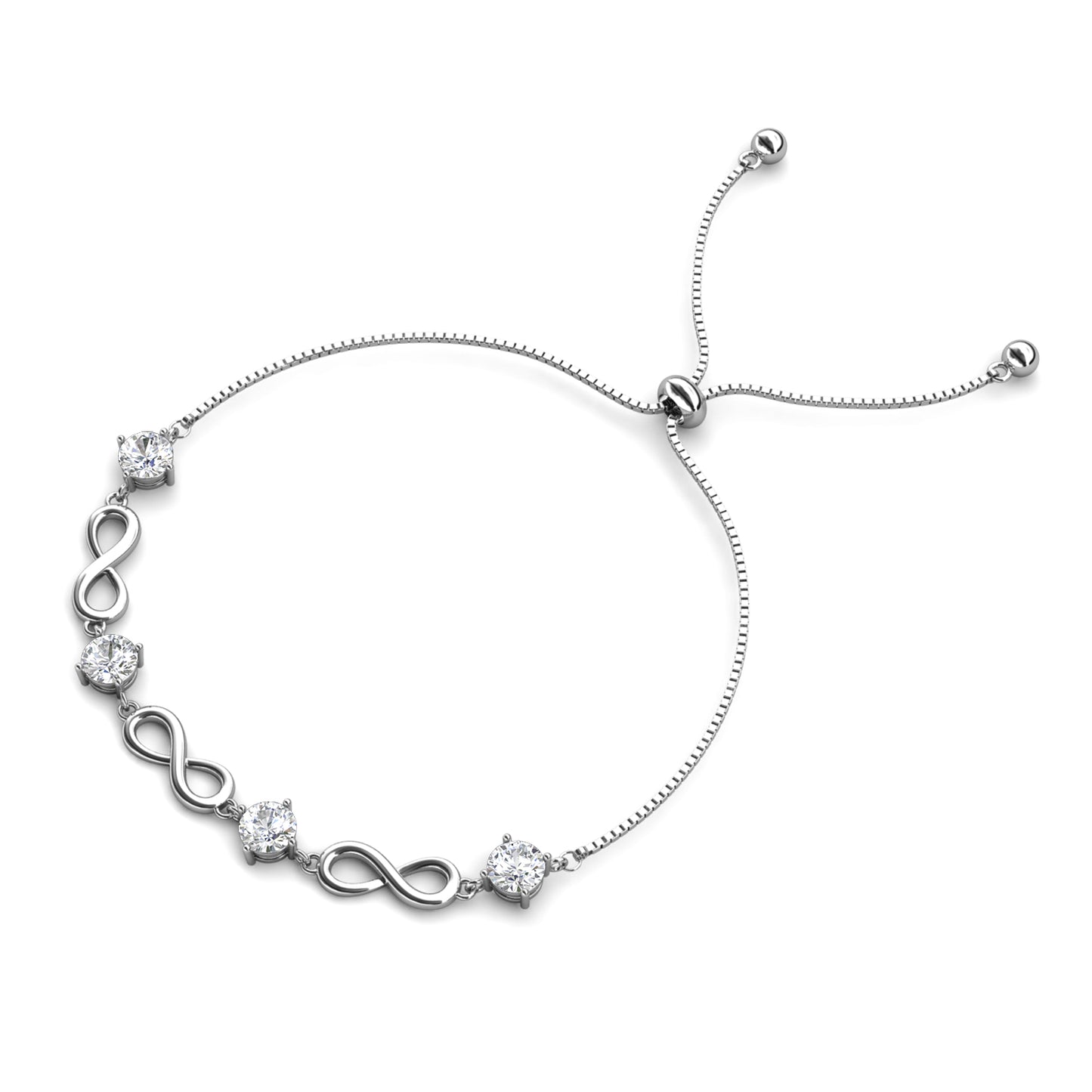 Infini Bracelet MB017 WG RG Cyncerity Jewelry with Moissanite, 925 Sterling Silver