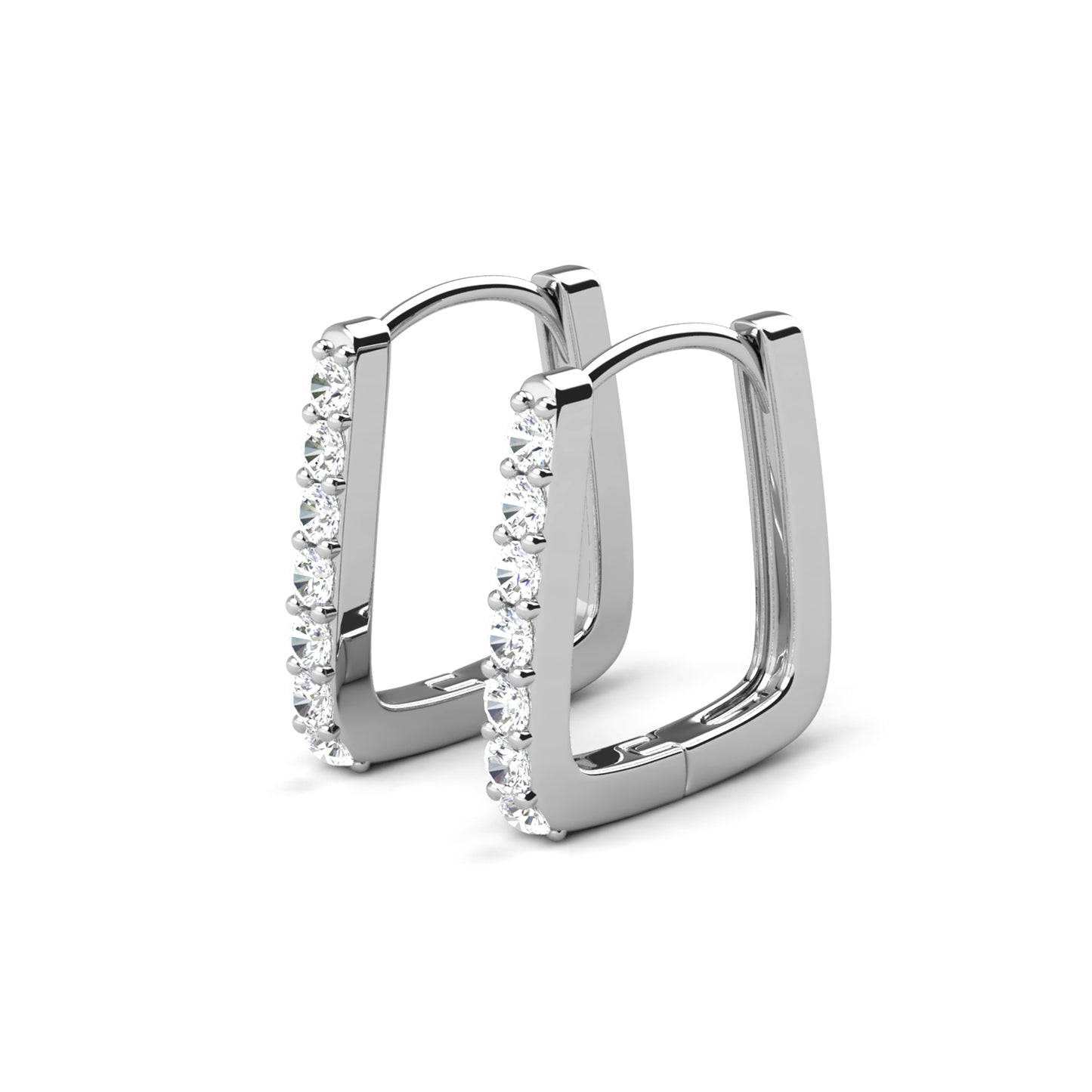 Quadra Earrings ME106 WG RG Cyncerity Jewelry with Moissanite, 925 Sterling Silver