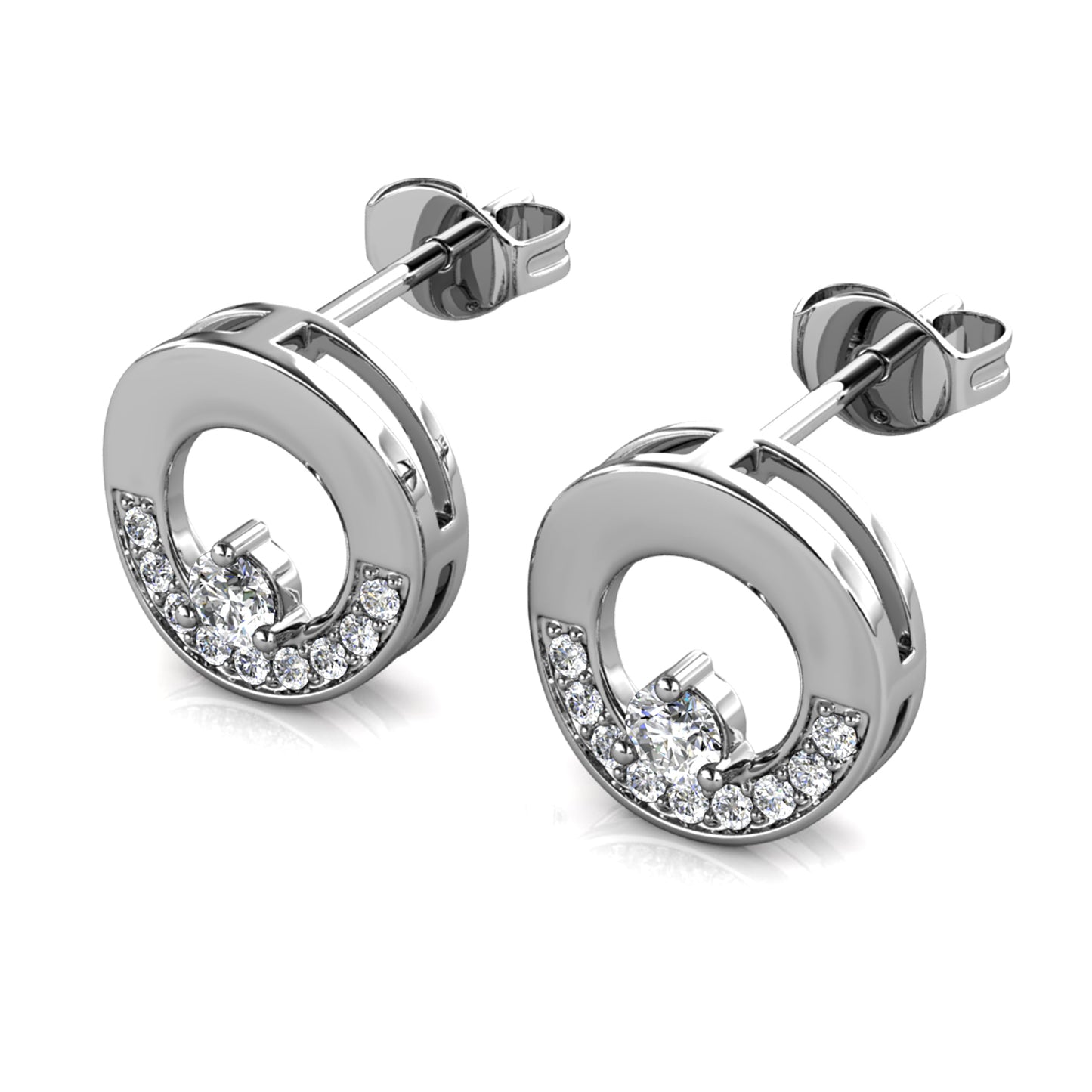 Lille Earrings ME015 WG RG Cyncerity Jewelry with Moissanite, 925 Sterling Silver