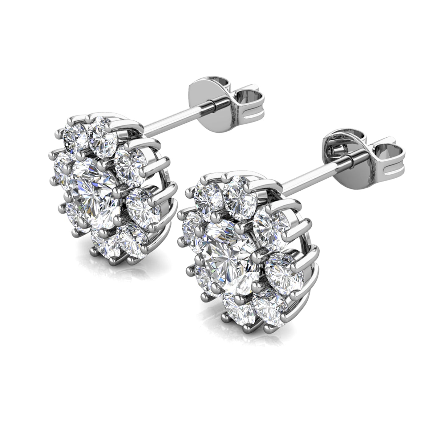 Celestielle Earrings ME026 WG RG Cyncerity Jewelry with Moissanite, 925 Sterling Silver
